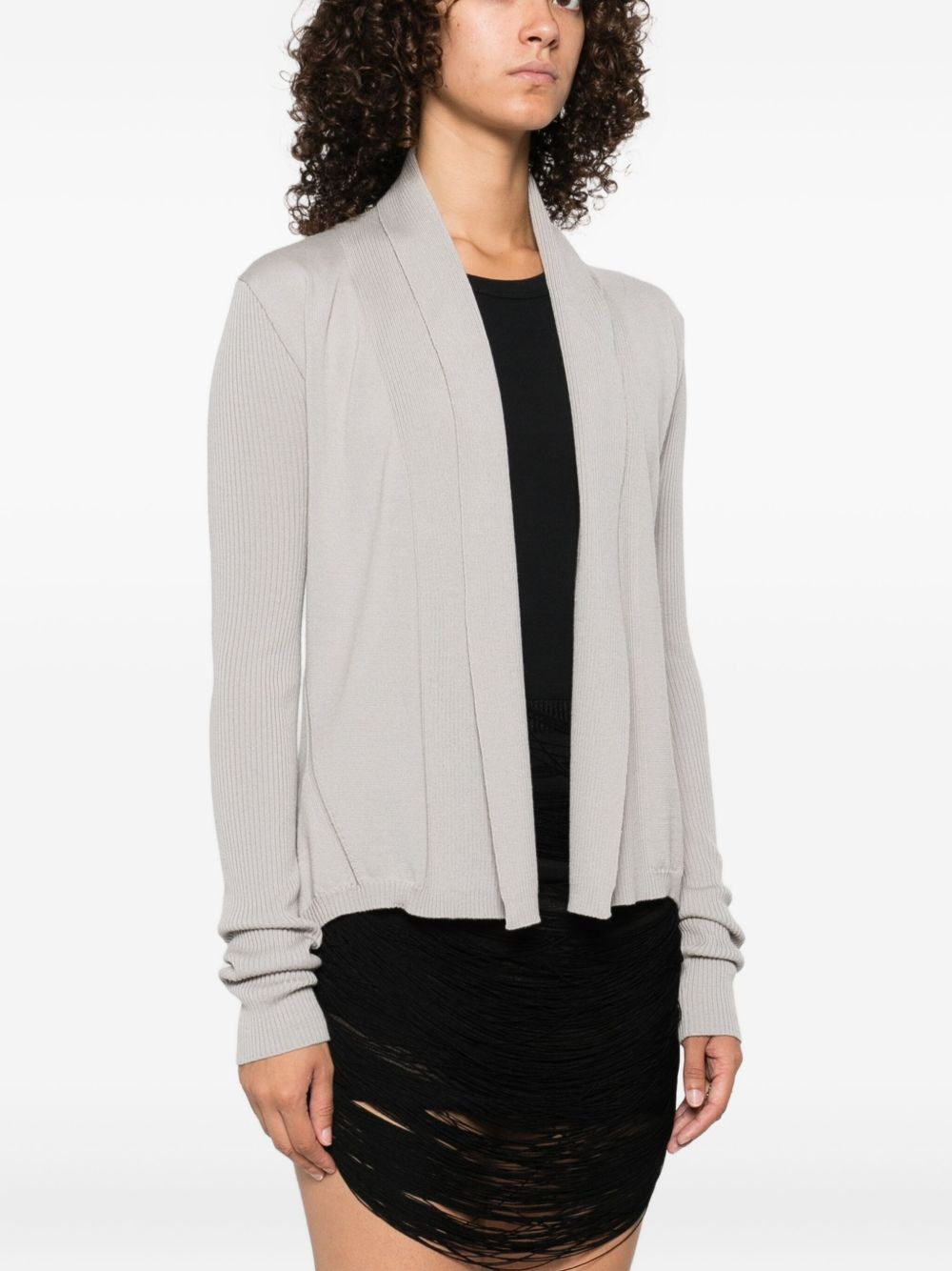 ribbed open-front cardigan - 3