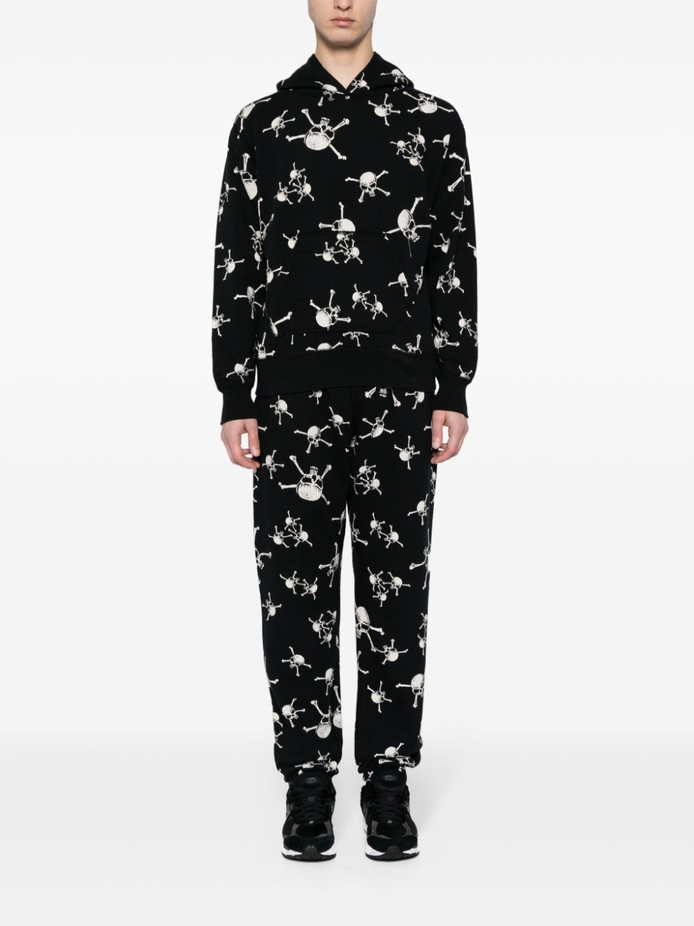 skull-print cotton hoodie - 2