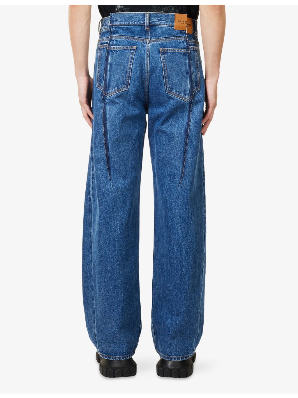 Cut Reconstructed Wide-Leg Denim Jeans - 4