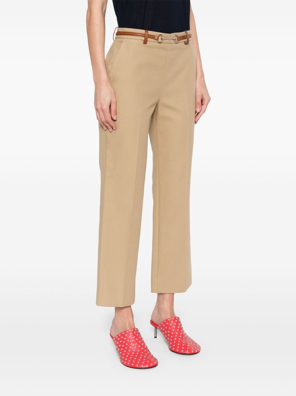 Horsebit-detail cotton trousers - 3