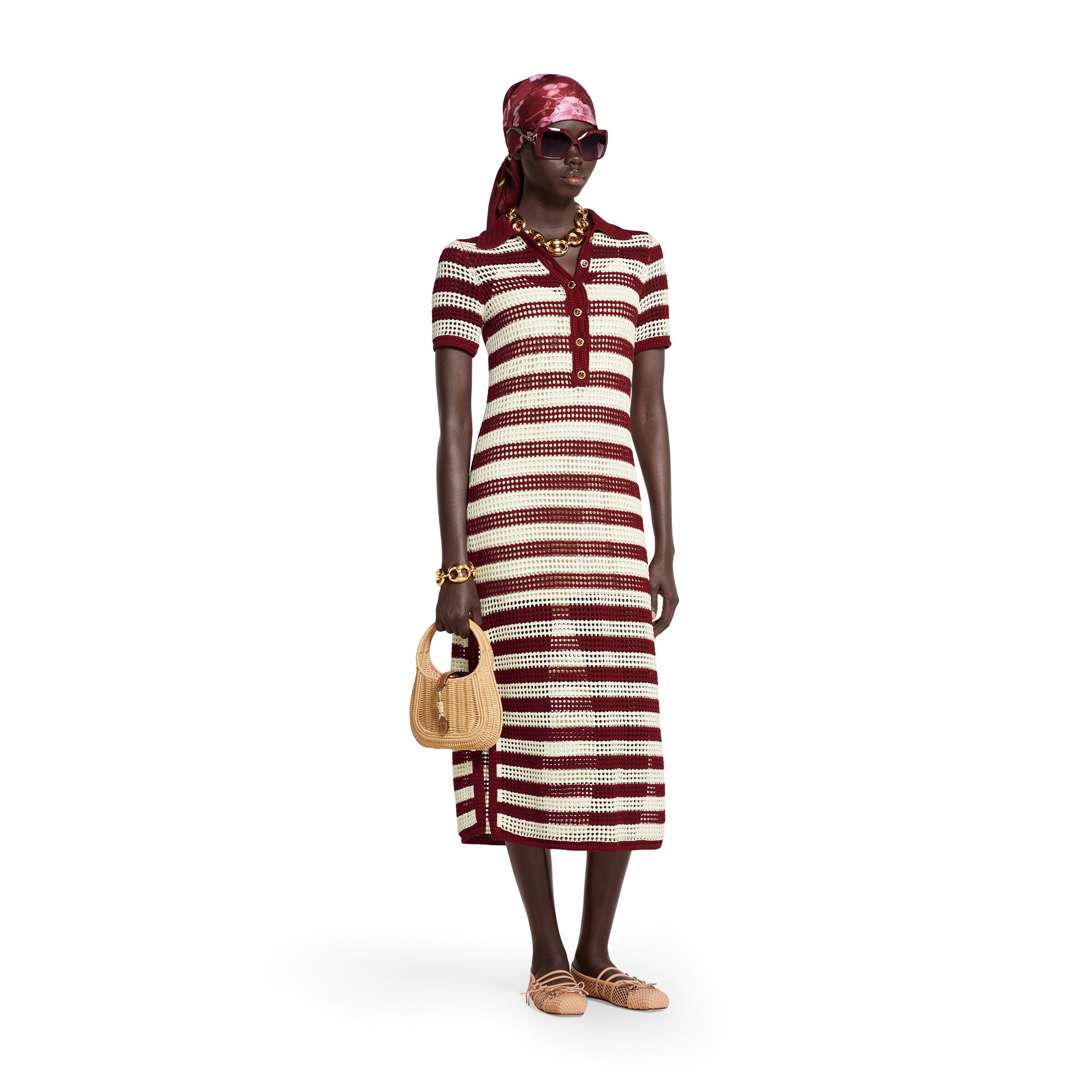 Striped cotton cable knit dress - 2