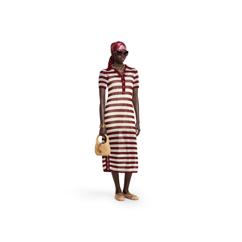 GUCCI Striped cotton cable knit dress outlook