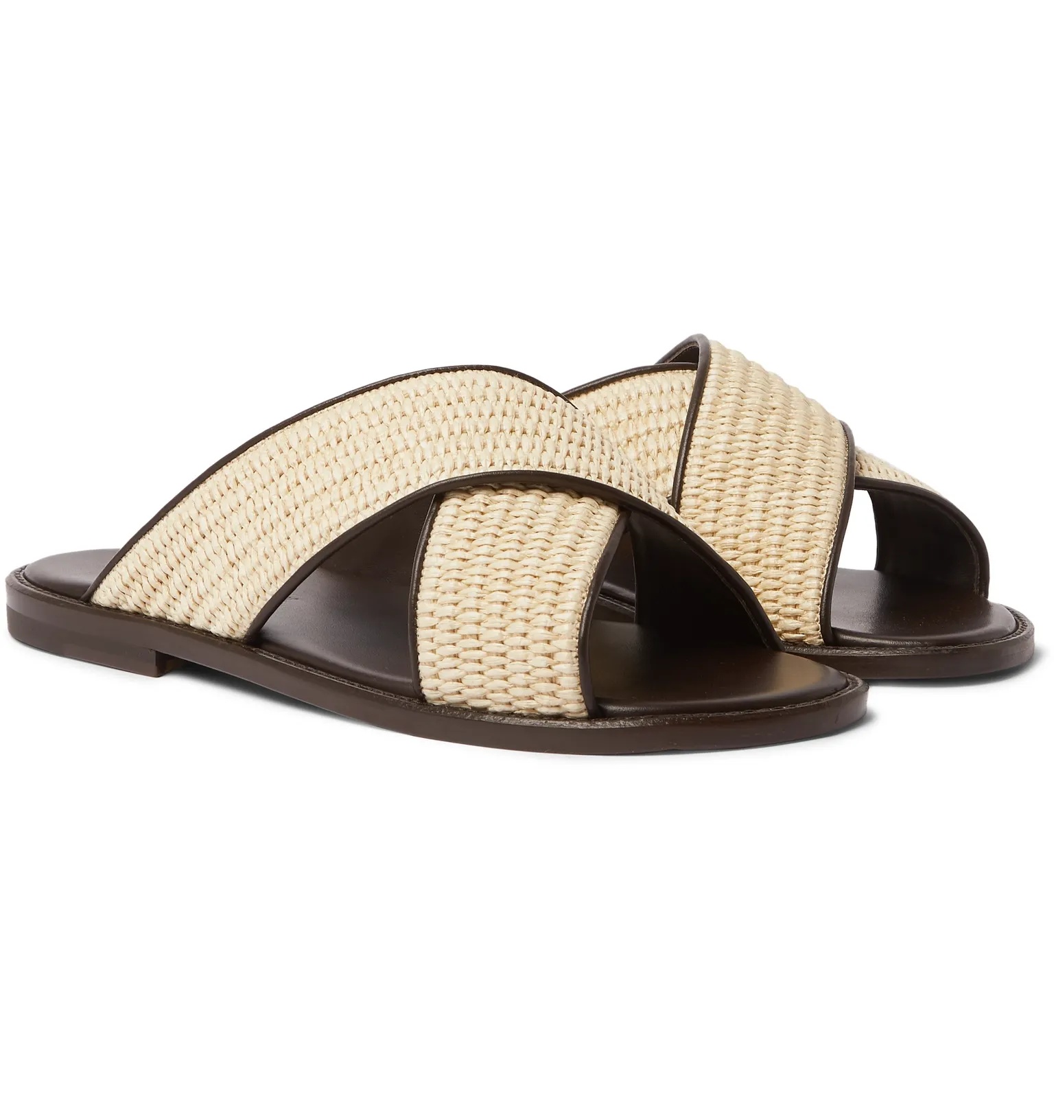 Otawi Woven Raffia and Leather Sandals - 2