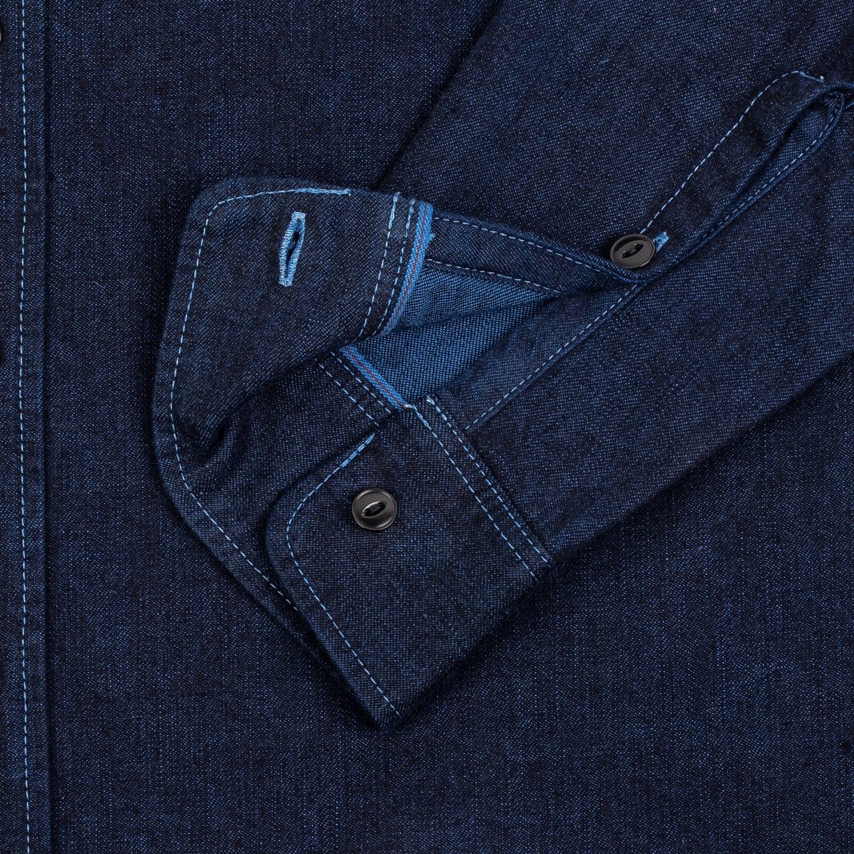 IHSH-353-BLU 10oz Selvedge Denim Work Shirt - Indigo Overdyed Blue - 12