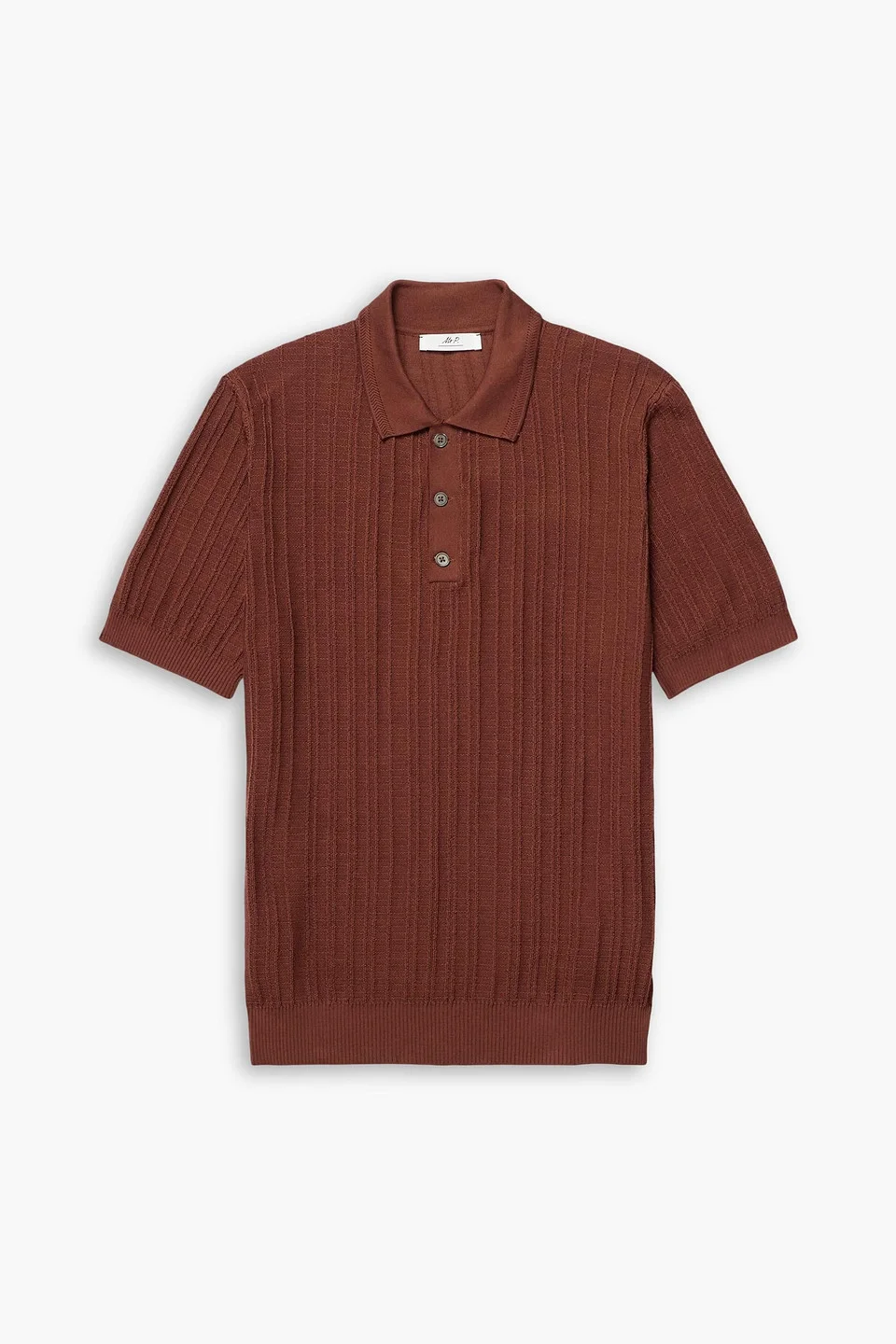 Waffle-knit cotton golf polo shirt - 1
