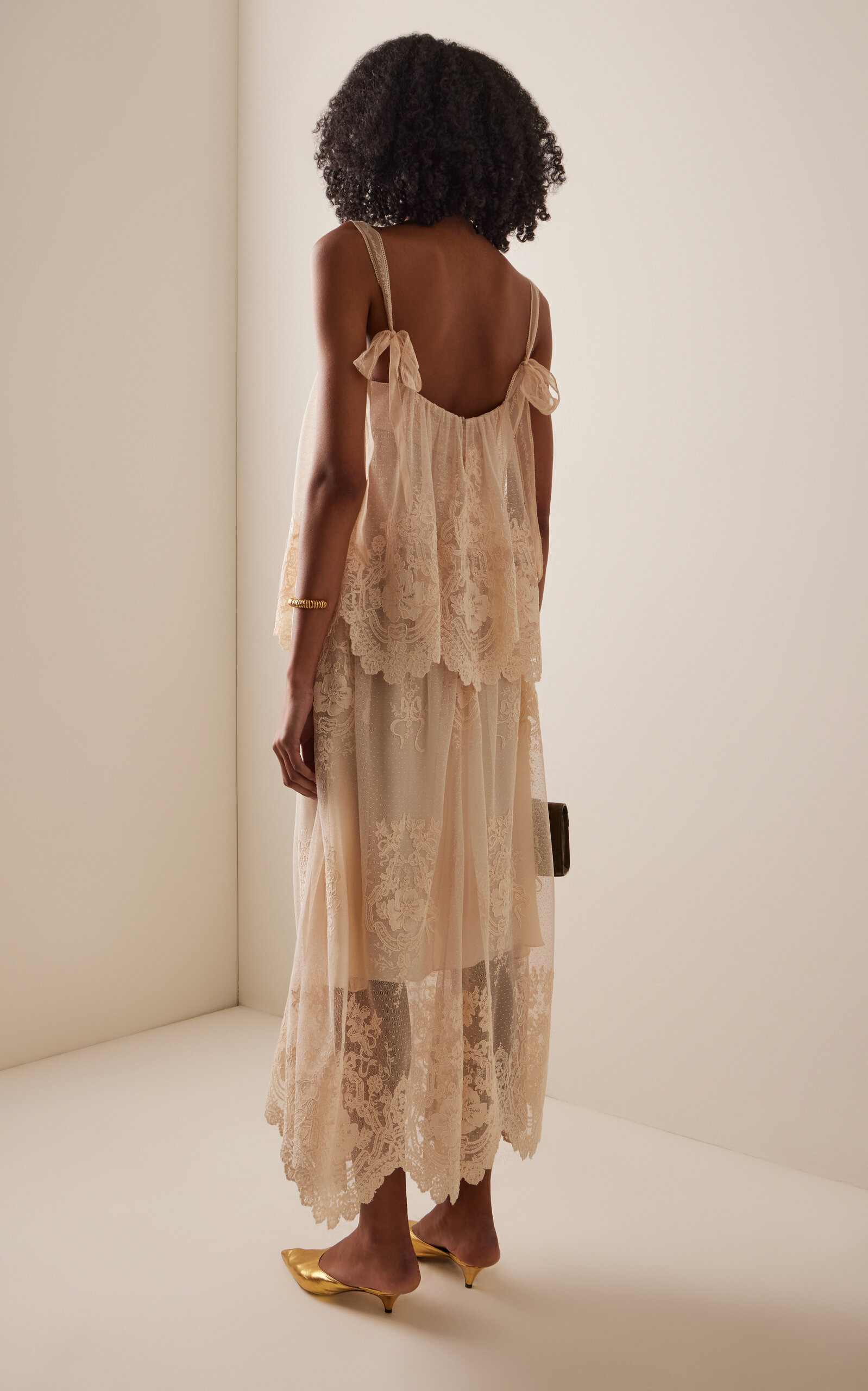 Hypnotic Tiered Lace Maxi Slip Dress ivory - 4