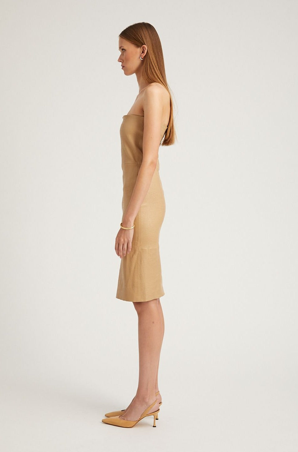 SAHARA EMBOSSED LEATHER PENCIL DRESS - 2