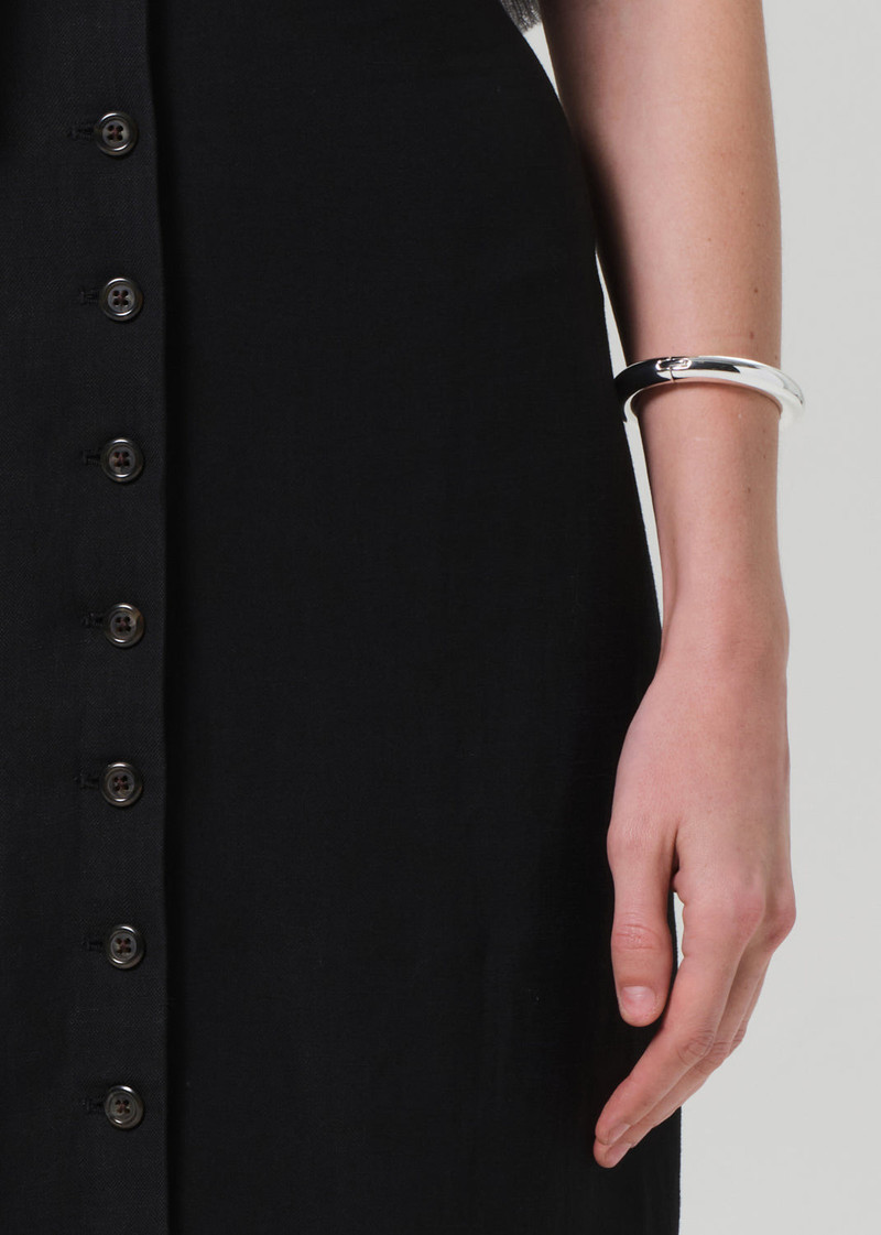 Button Dress Linen Twill In Black 6