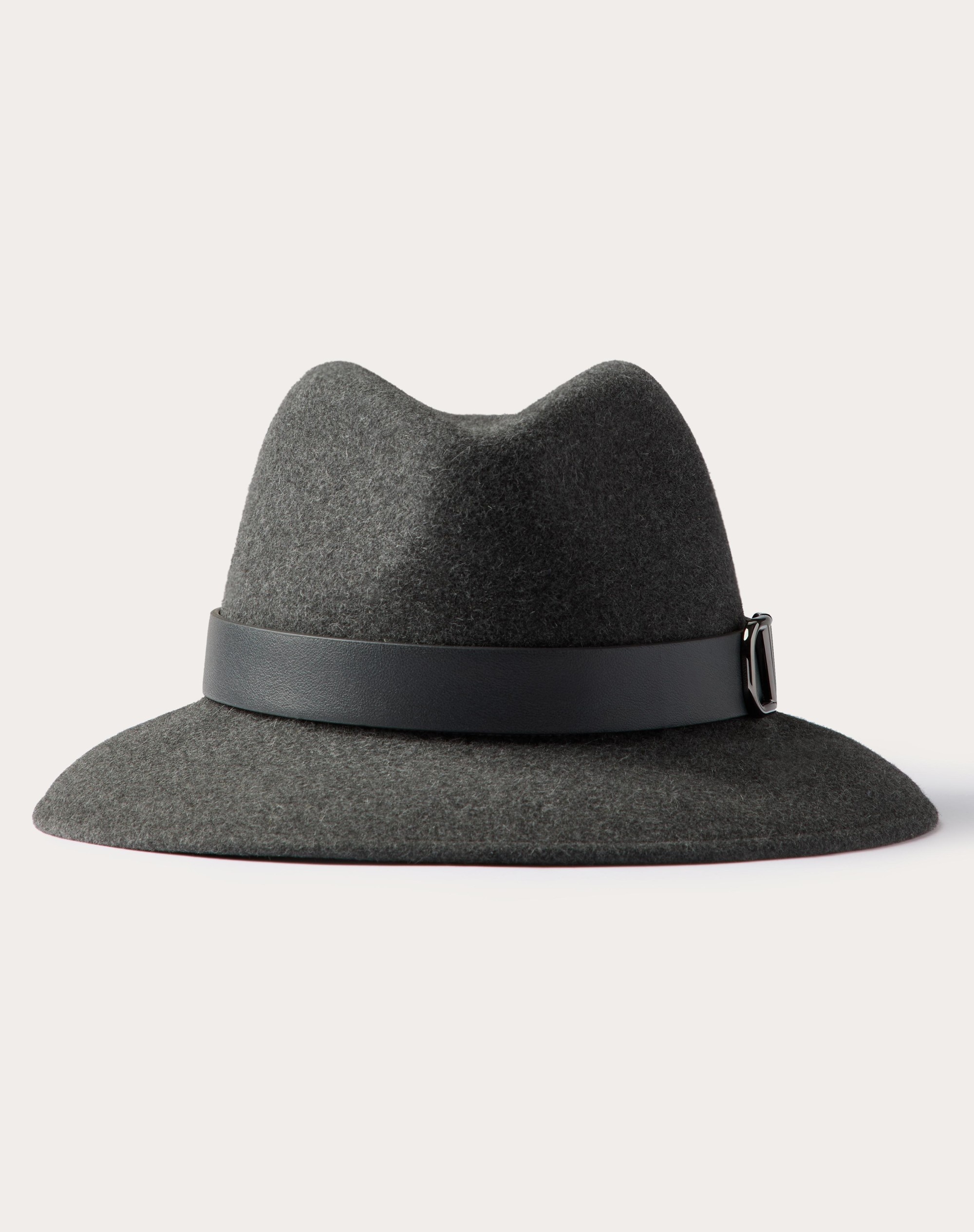 VLOGO SIGNATURE RABBIT FUR AND LEATHER FEDORA HAT - 1