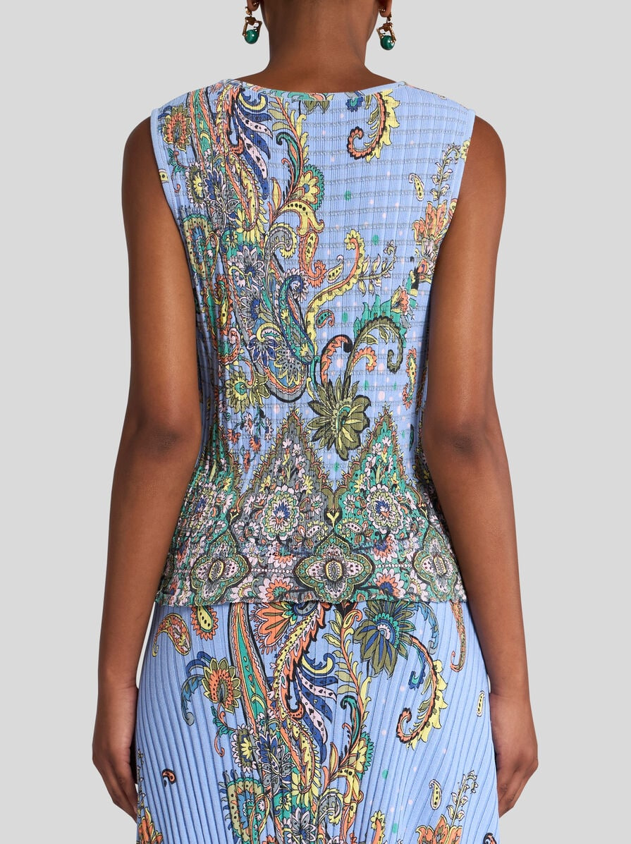 SLEEVELESS FLORAL KNIT TOP - 5