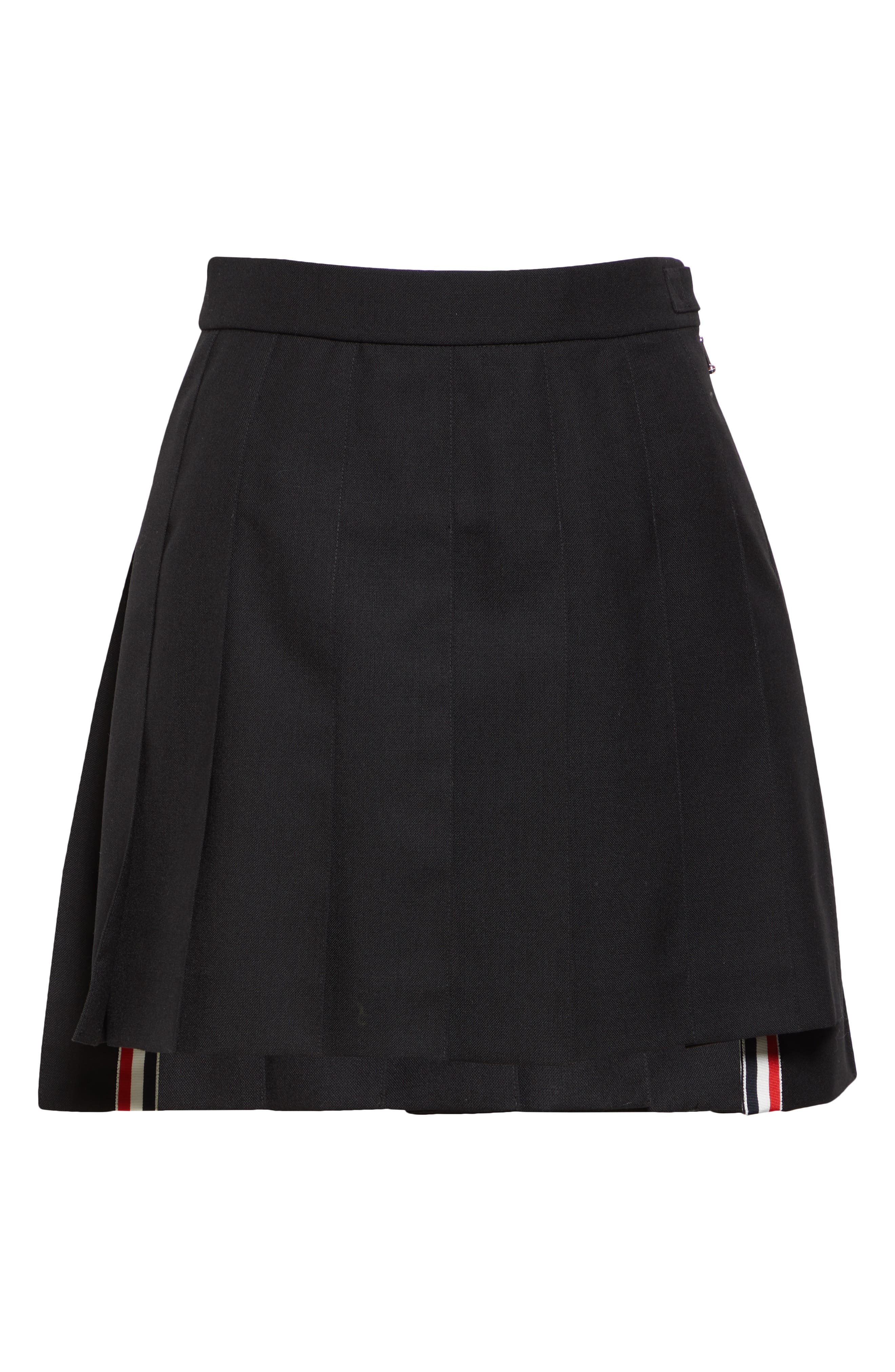 Thom Browne Drop Back Pleated Wool Miniskirt in Black at Nordstrom - 6