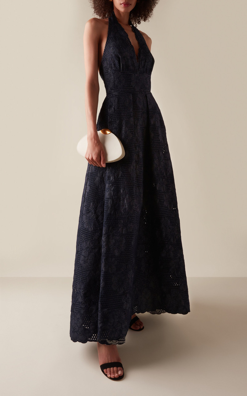 Embroidered Denim Maxi Dress blue 4