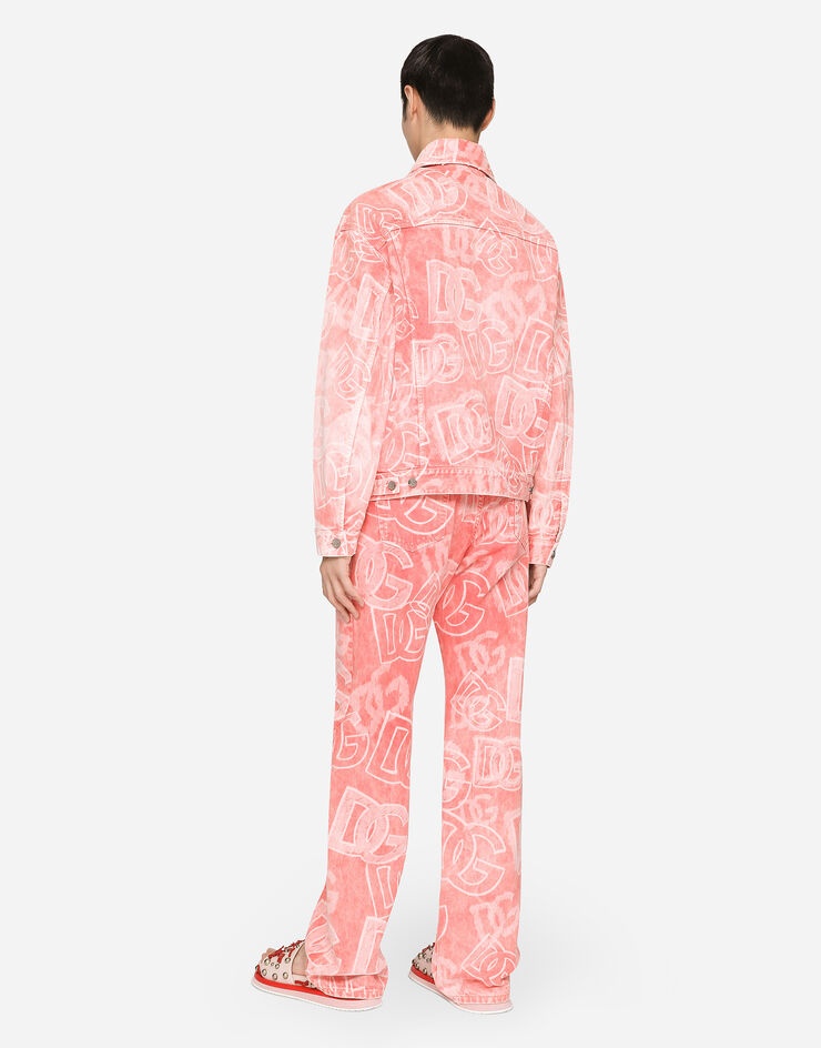 Oversize pink jeans with all-over DG print - 2