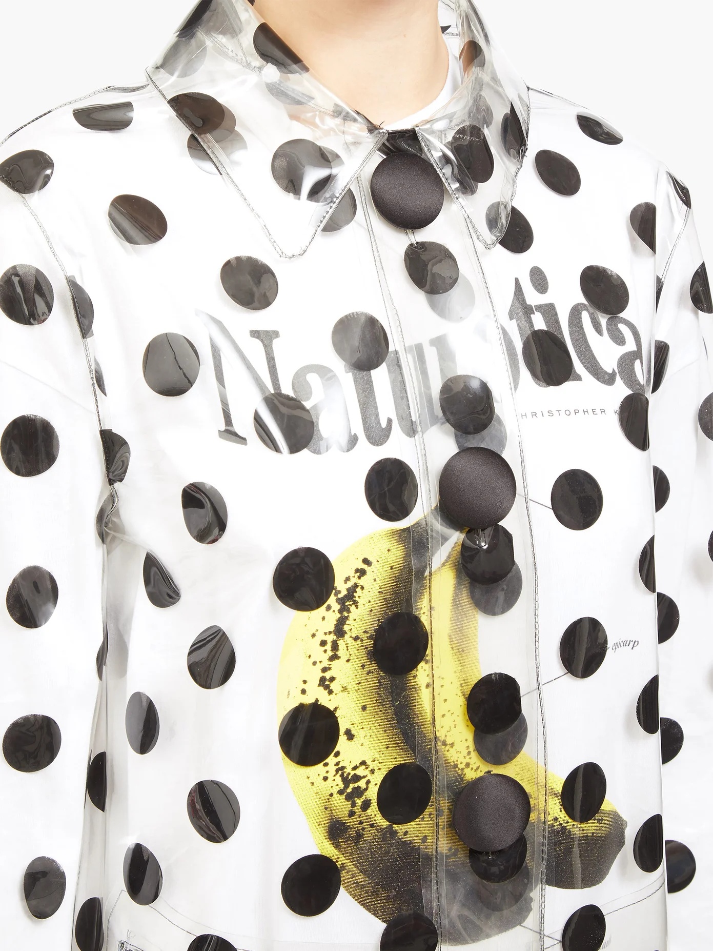 Polka-dot PVC single-breasted coat - 3