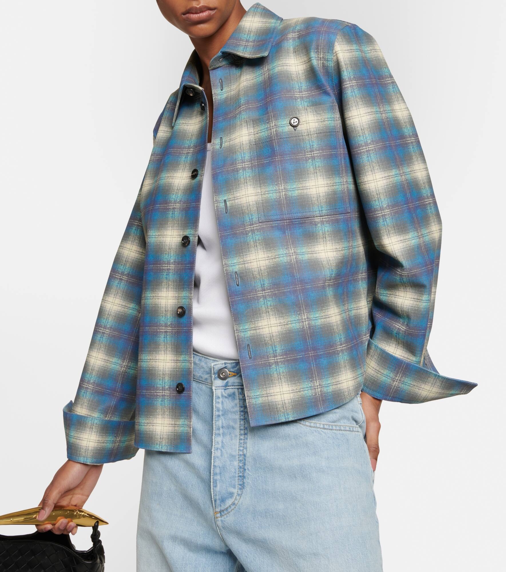 Checked leather shirt - 4