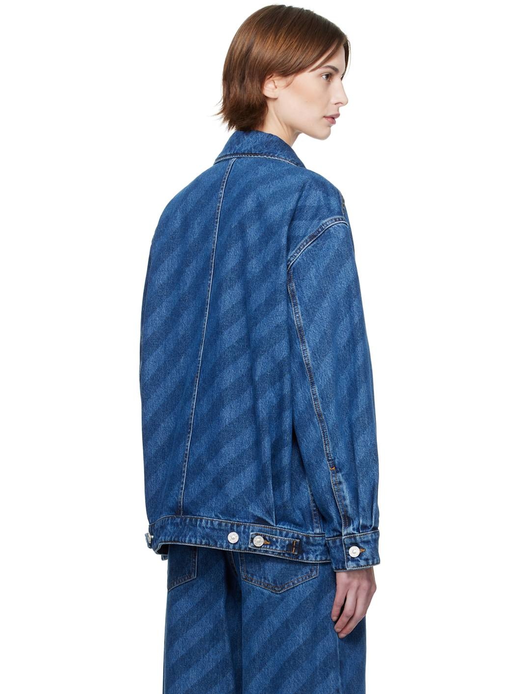 Blue Striped Denim Jacket - 3