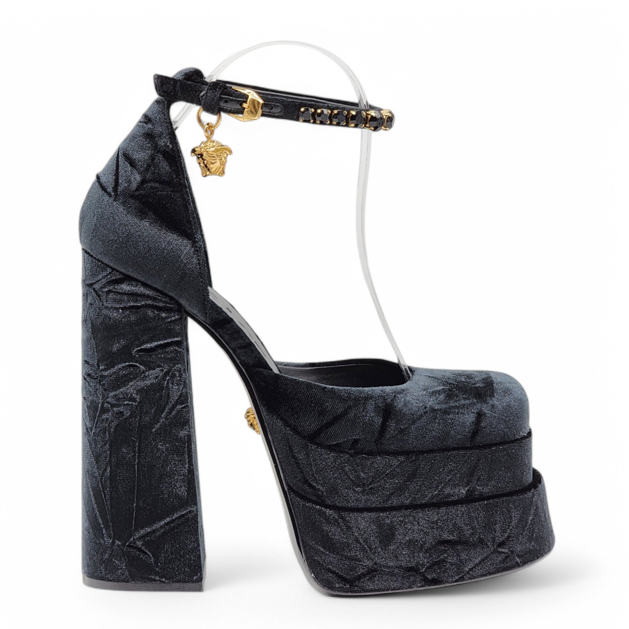 Versace Medusa Aevitas Double Platform Pumps - Velvet Insignia - Black 38 - 2