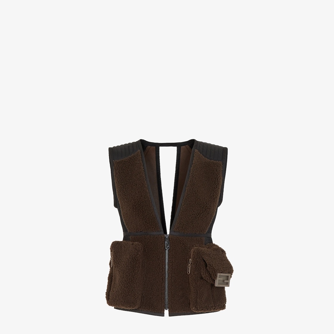 Brown shearling vest - 1
