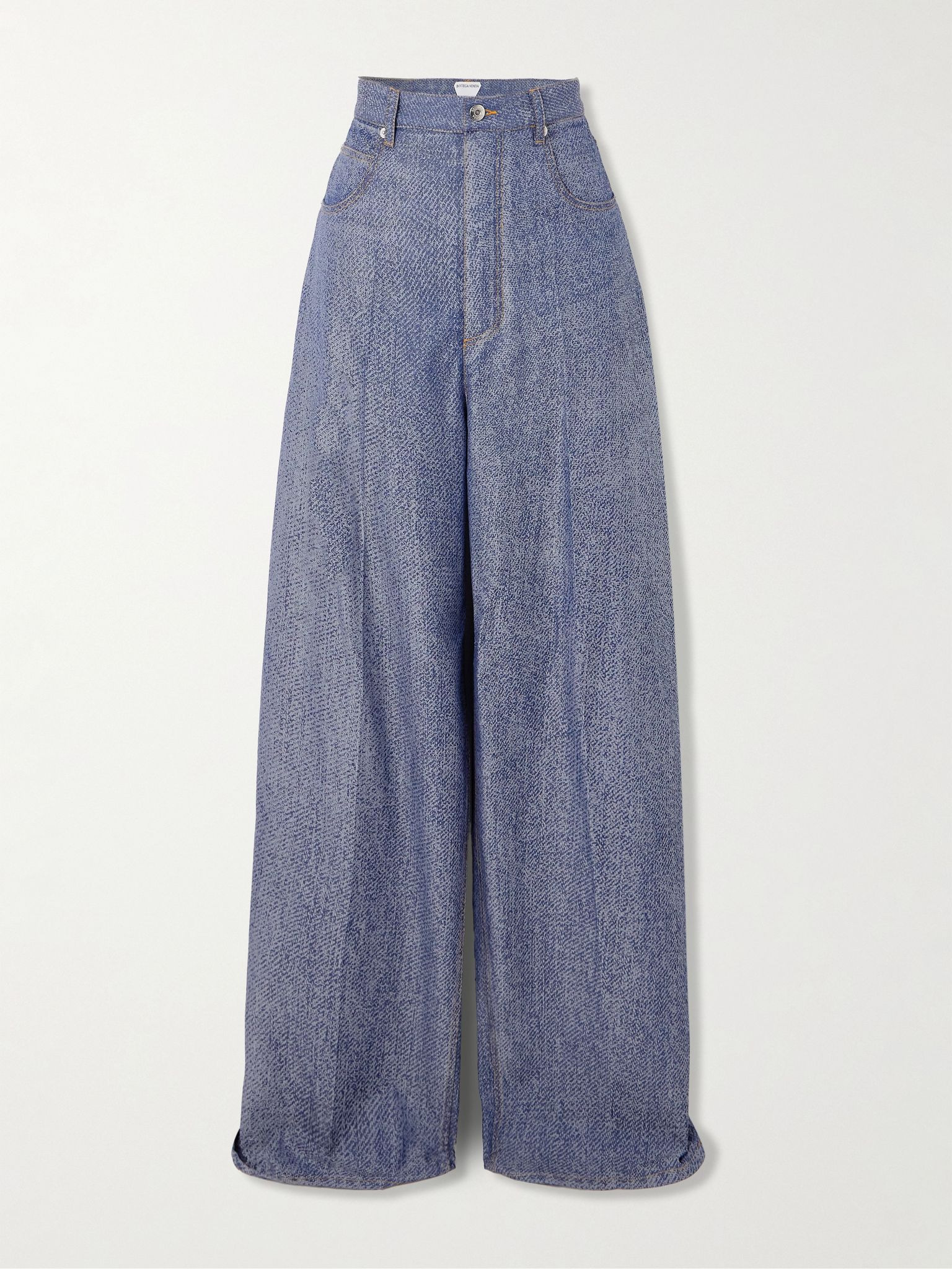 Wool and cotton-blend twill wide-leg pants Blue - 1