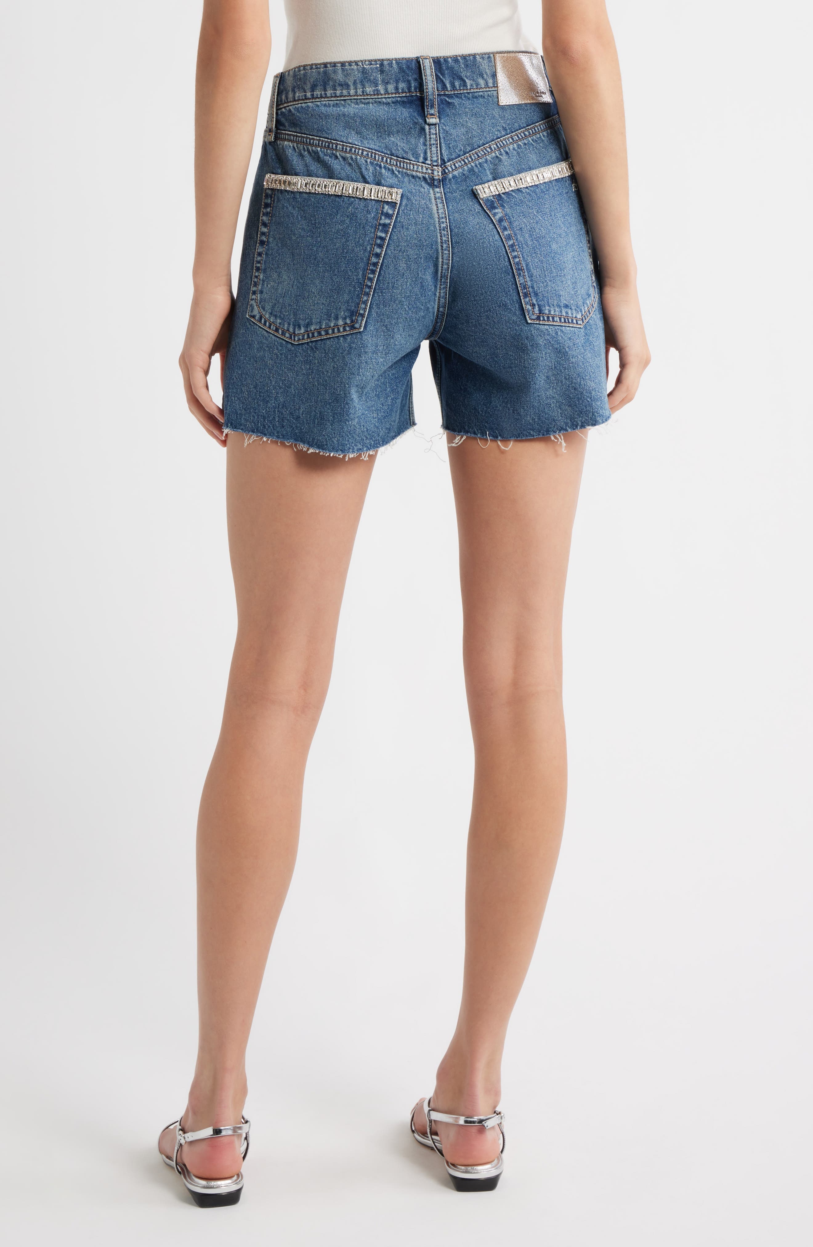 rag & bone Embellished High Waist Raw Hem Cutoff Denim Shorts in Evjwl at Nordstrom - 2