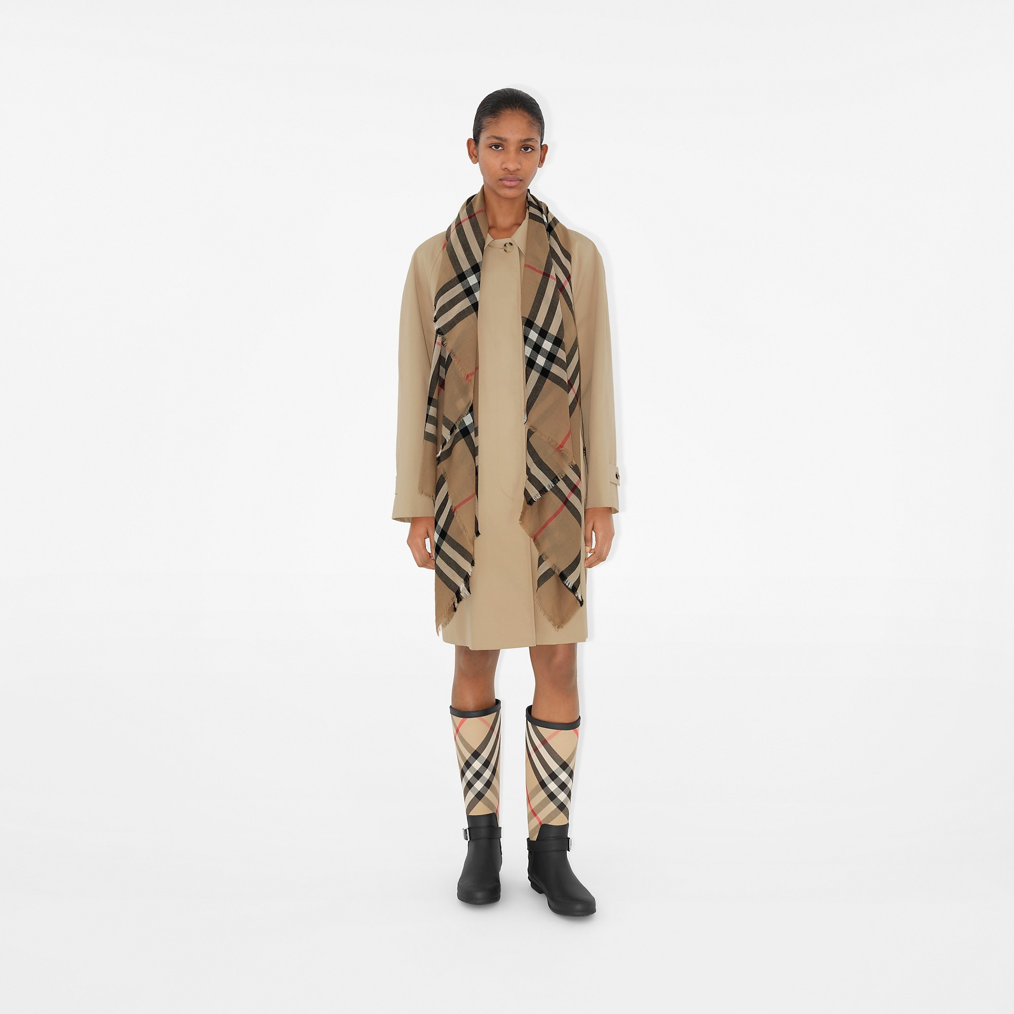 Check Wool Scarf - 3