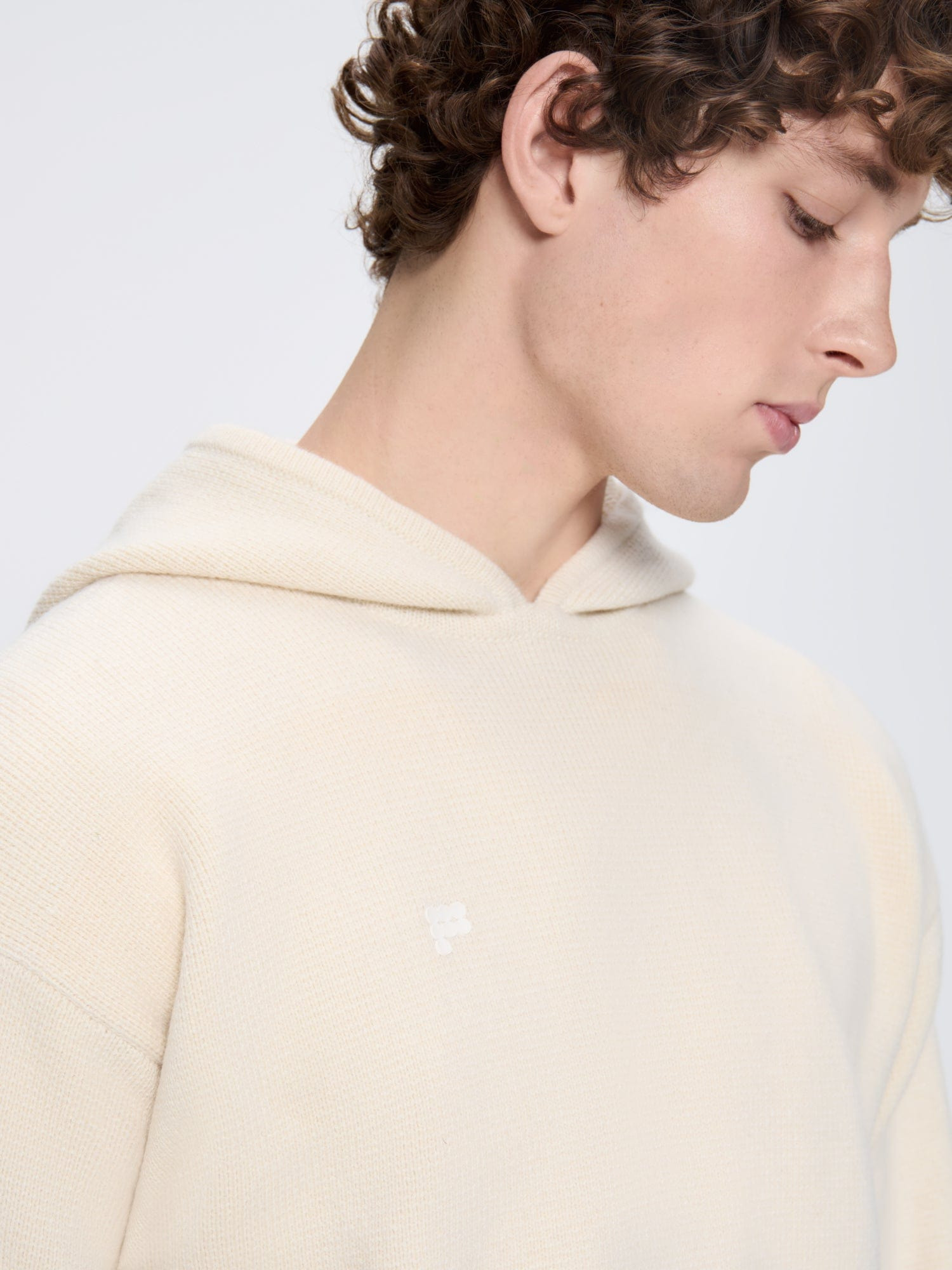 Mens DNA Recycled Cashmere Hoodie - Ecru Ivory - 4