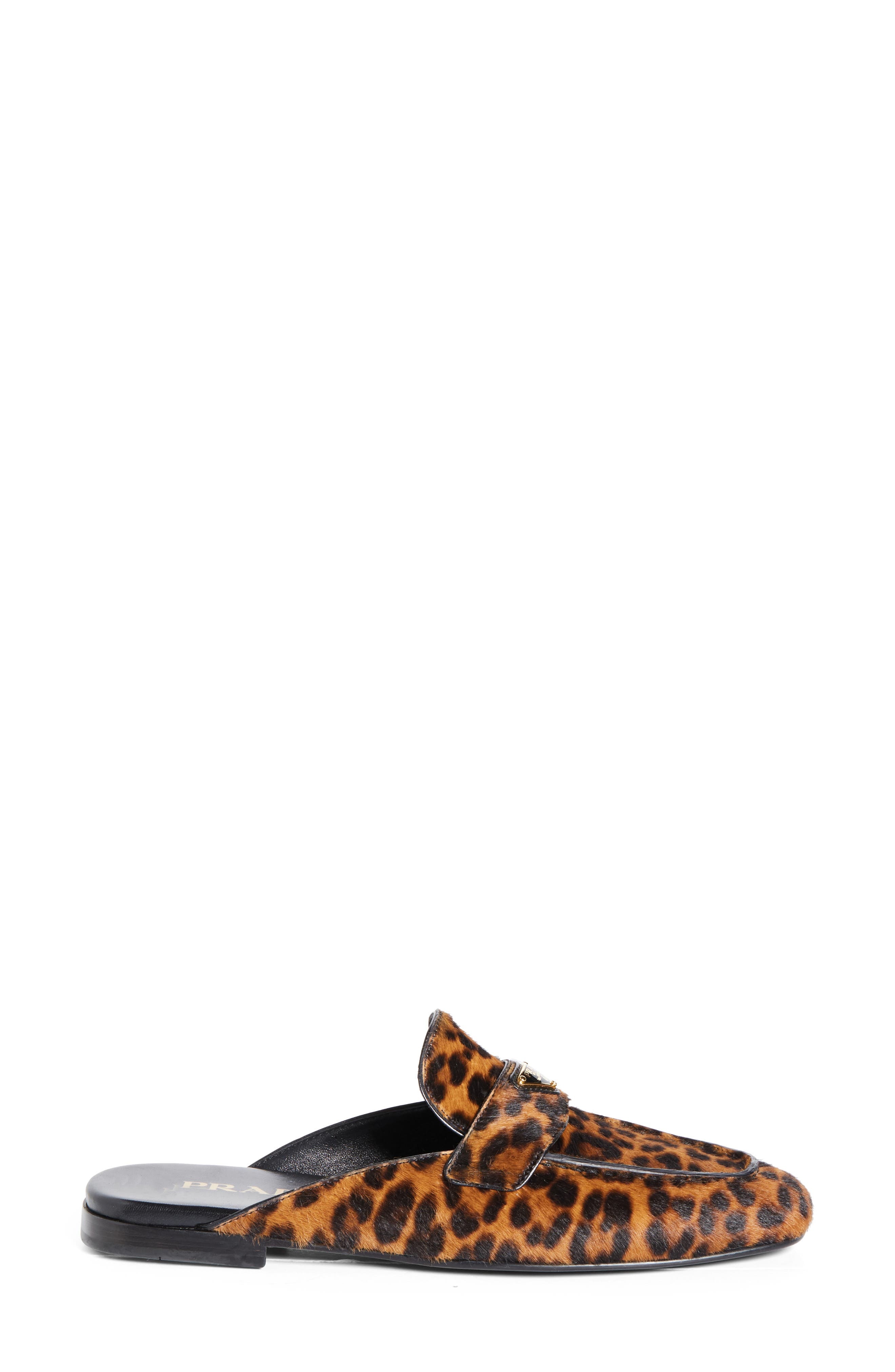 Prada Logo Genuine Calf Hair Mule in Miele at Nordstrom - 3