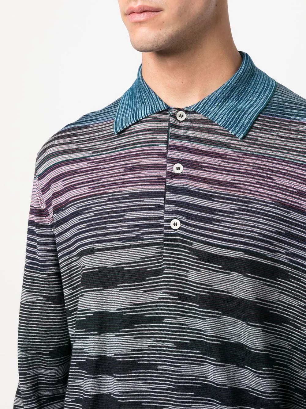 striped long-sleeve polo shirt - 5