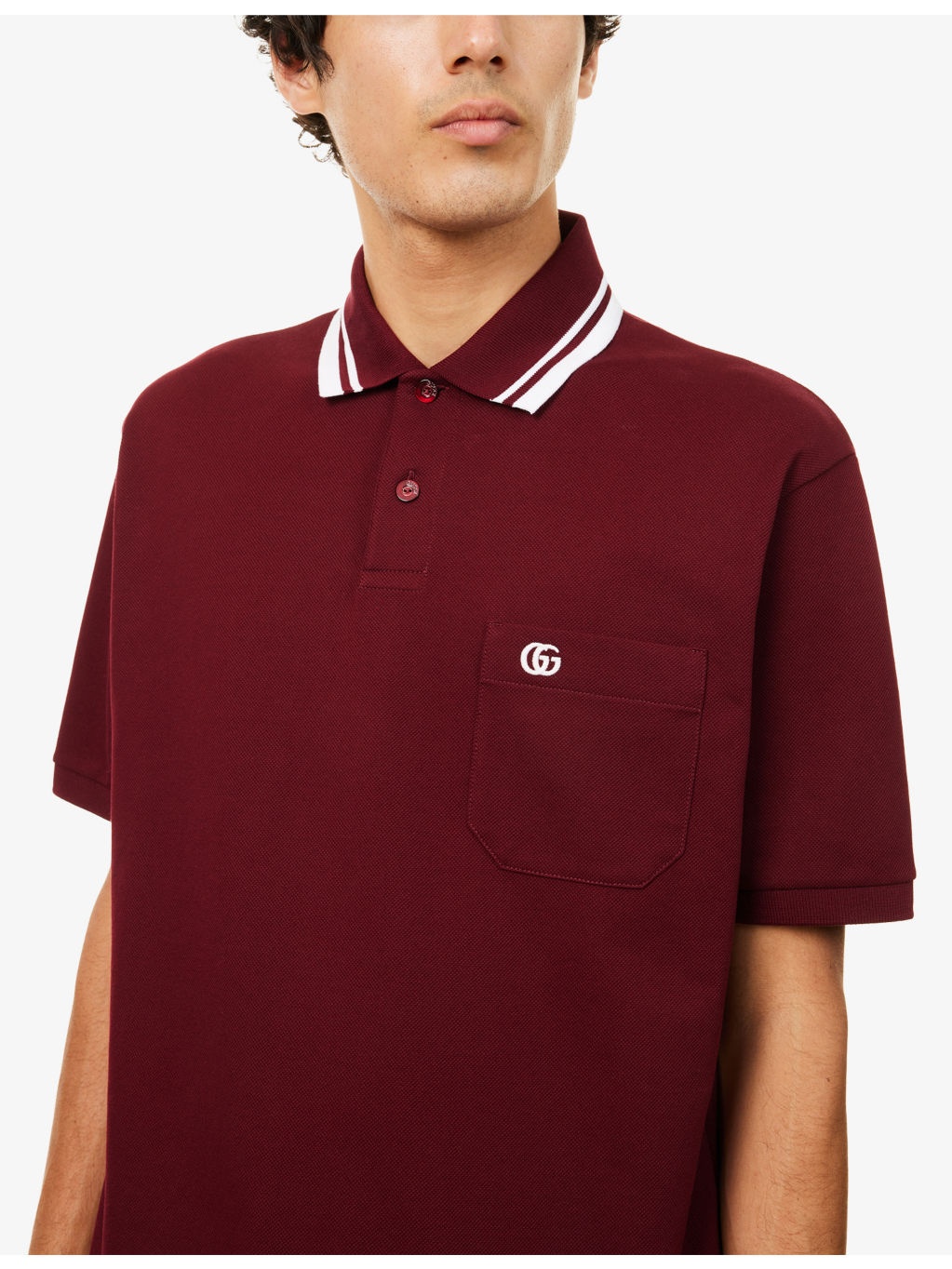 Logo-Embroidered Stripe-Collar Cotton-Pique Polo Shirt - 5