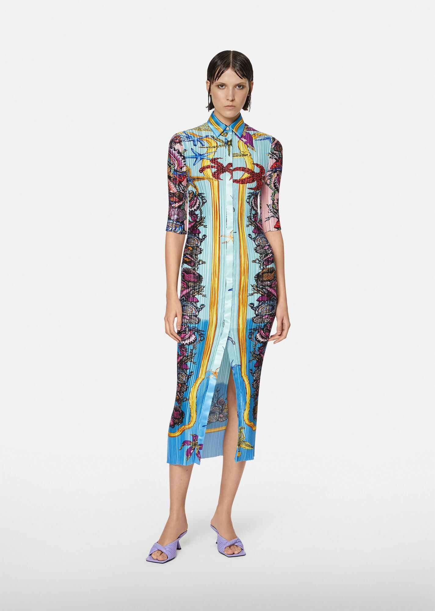 Trésor de la Mer Print Pleated Shirt Dress - 2