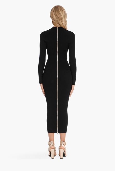 Long black knit dress with double-buttoned fastening - 3