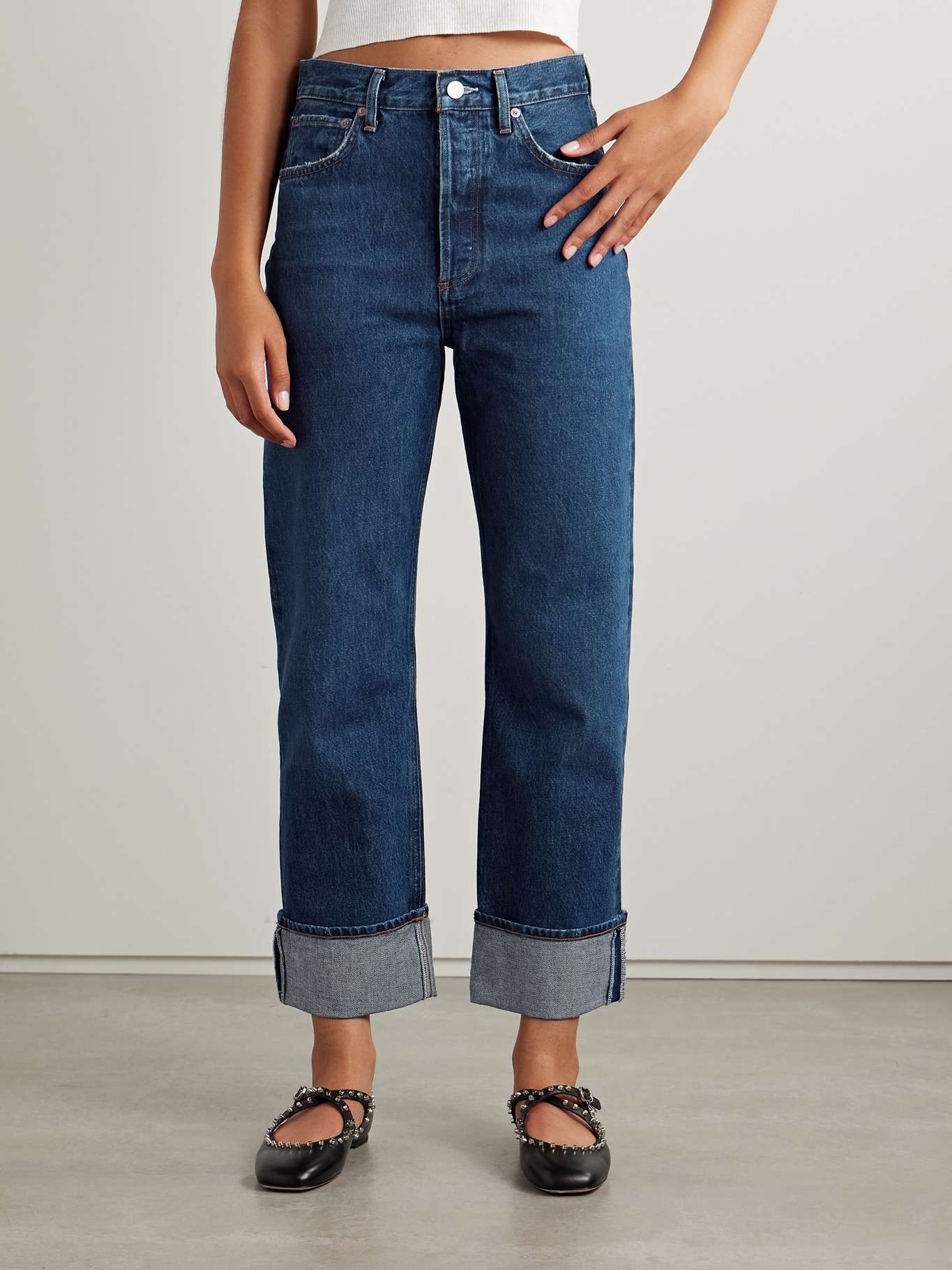 Fran cropped low-rise straight-leg jeans Dark denim - 3