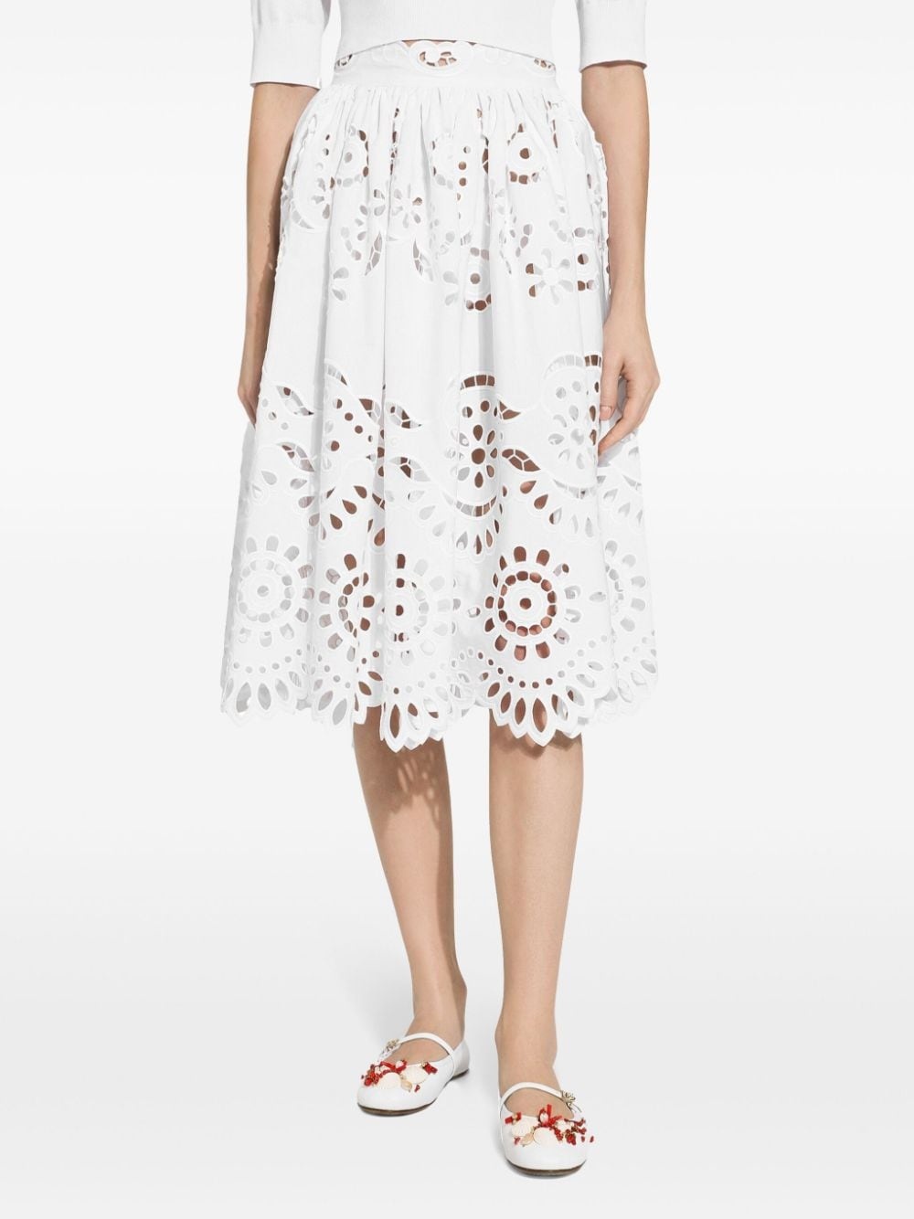 scallop cut-out skirt - 5