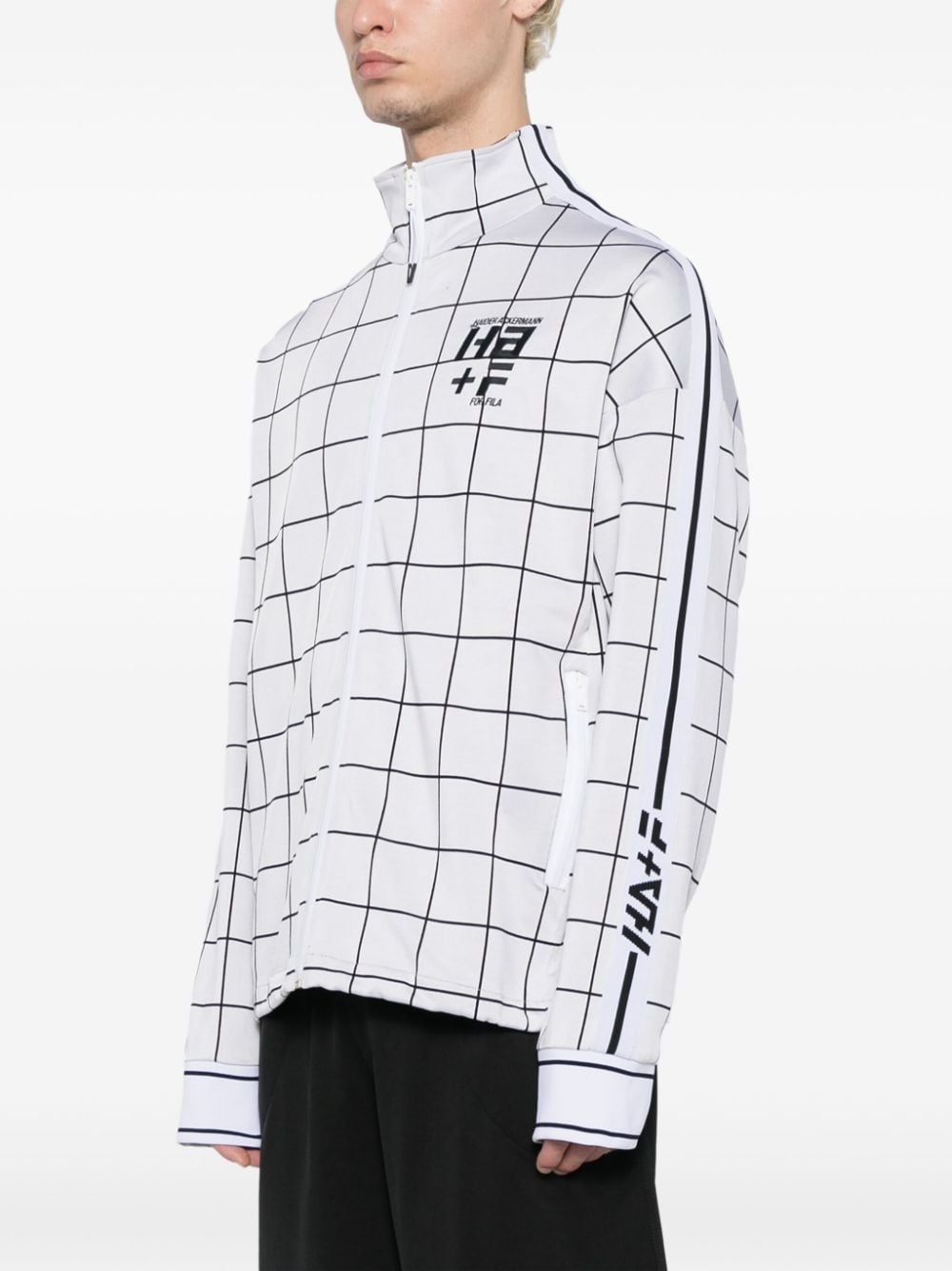 logo-print checked jacket - 3
