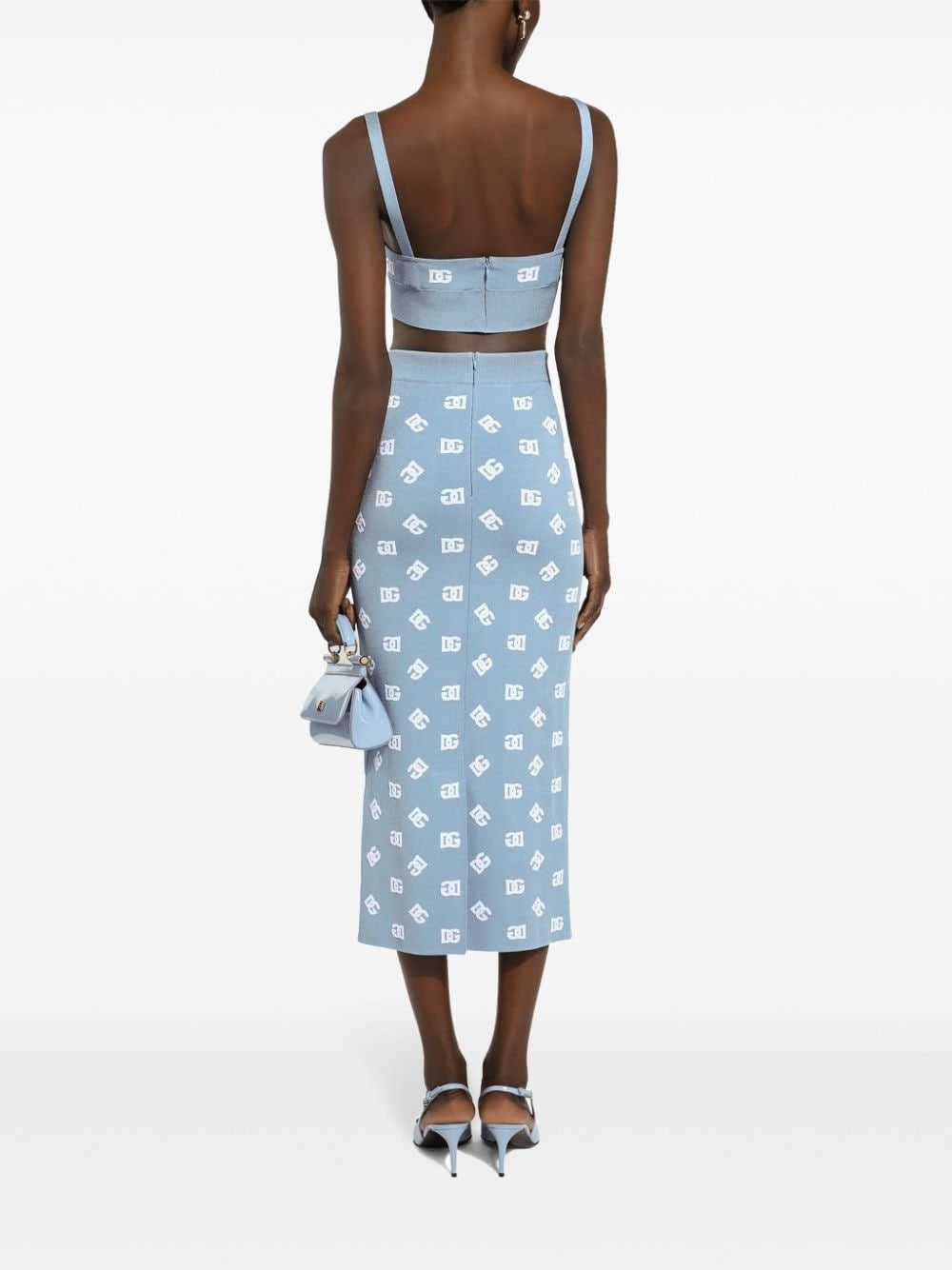 logo-print straight skirt - 4