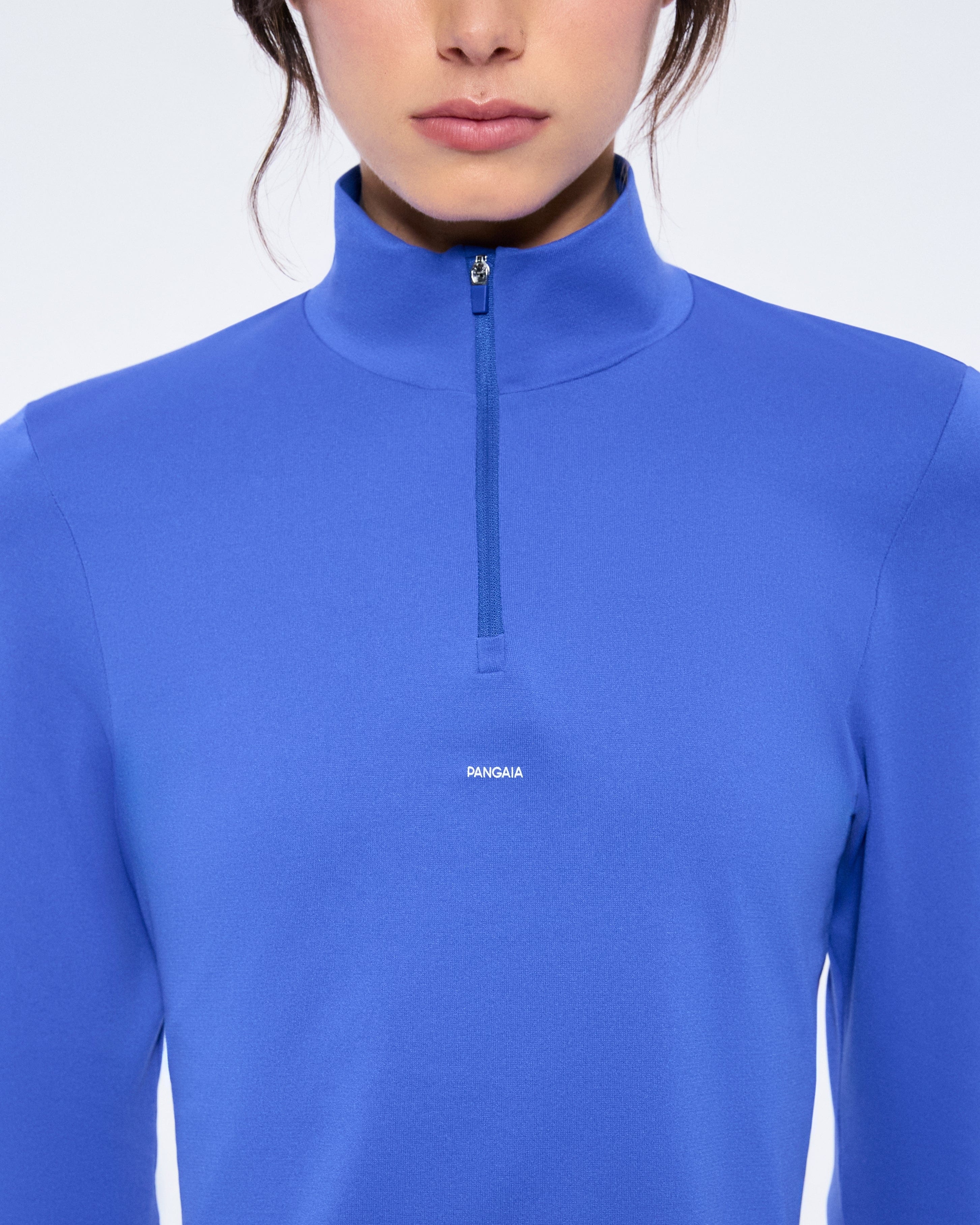 Womens Plant-Stretch Zipped Long Sleeve Top - Gaia Blue - 7