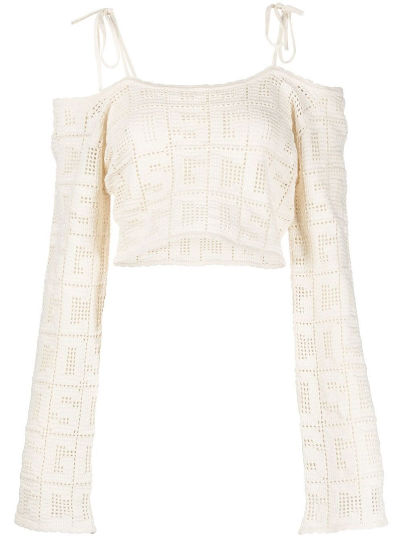 crochet-knit logo crop top 1