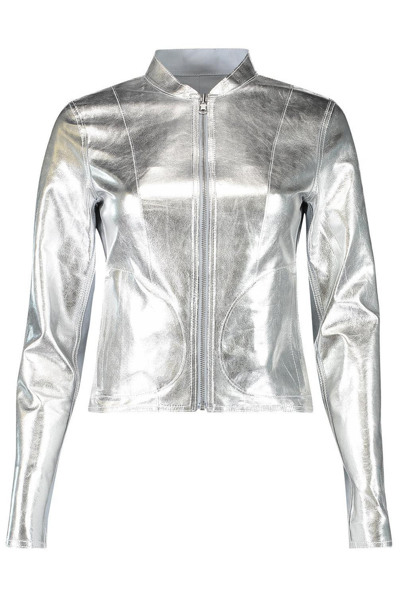 LAMARQUE Chapin Bomber Jacket - Baby Blue Silver outlook