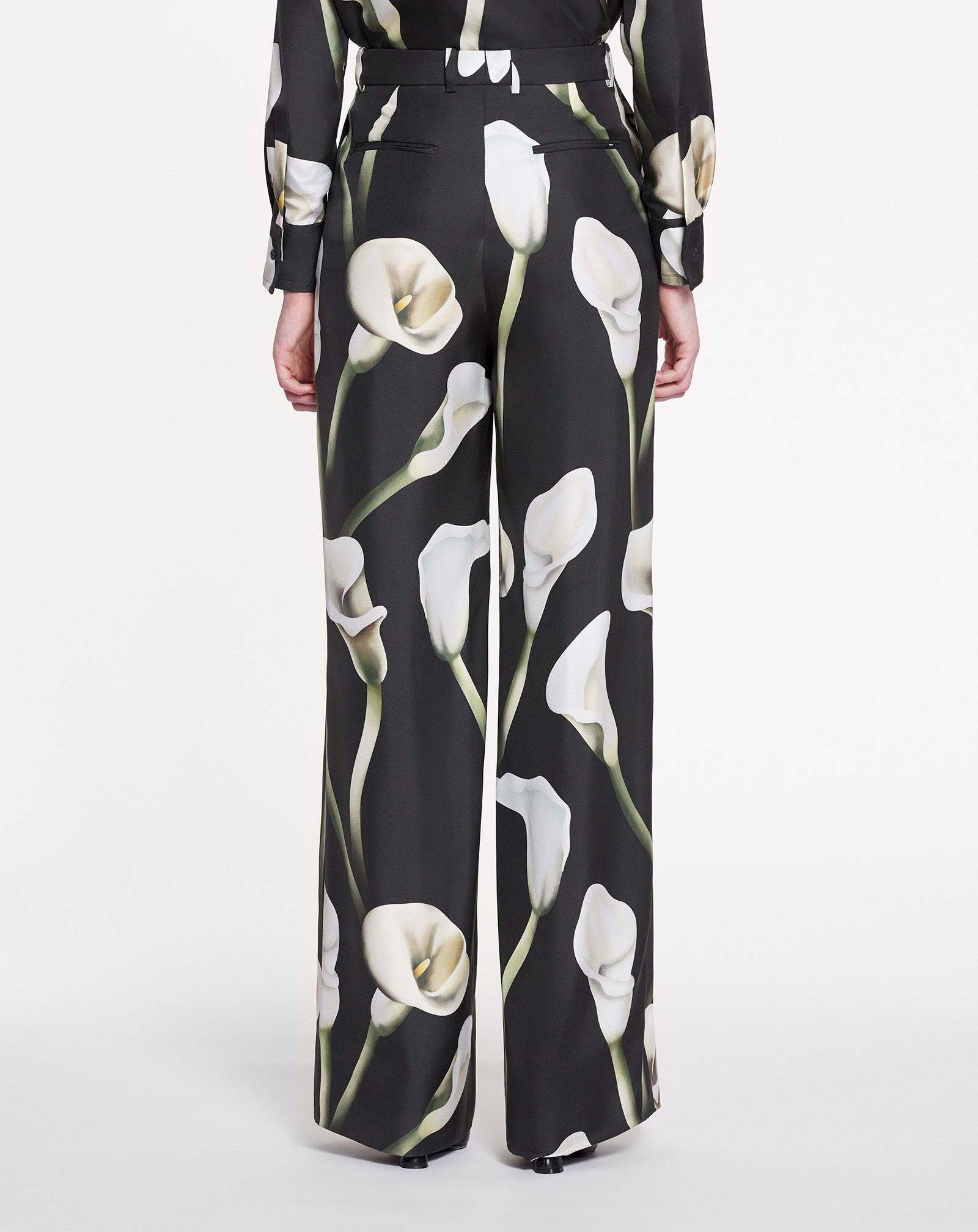 WIDE-LEG CALLA LILY PRINT PANTS - 4