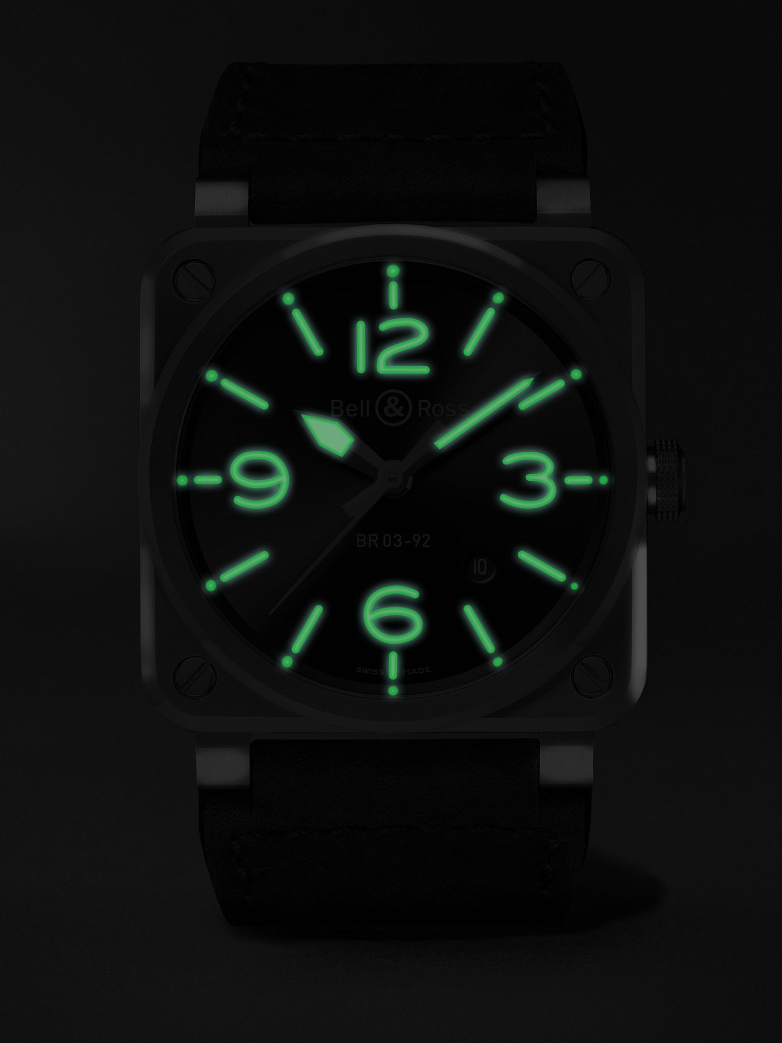 BR 03-92 Grey Lum Automatic 42mm Stainless Steel and Leather Watch, Ref. No. BR0392-GC3-ST/SCA Black - 9