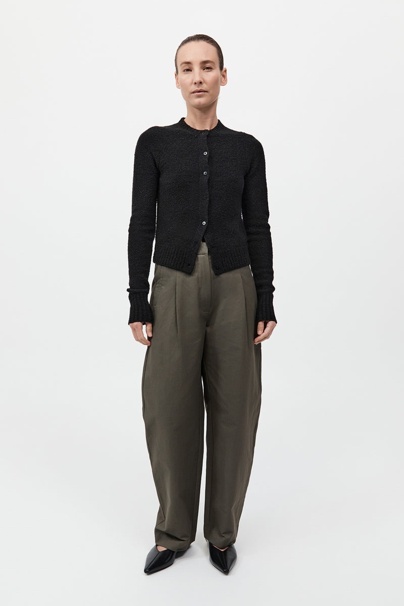 Boucle Wool Cardigan - Black - 5