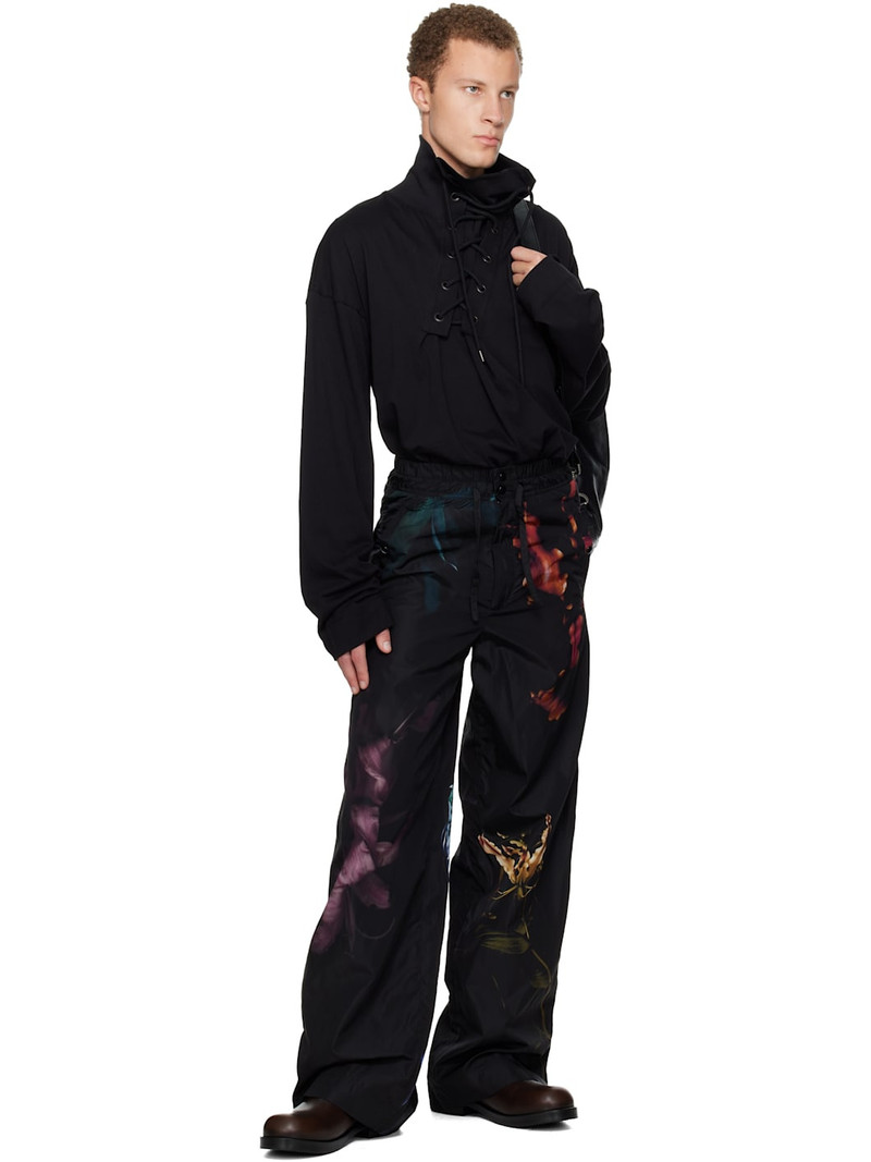 Dries Van Noten Black Floral Print Trousers outlook