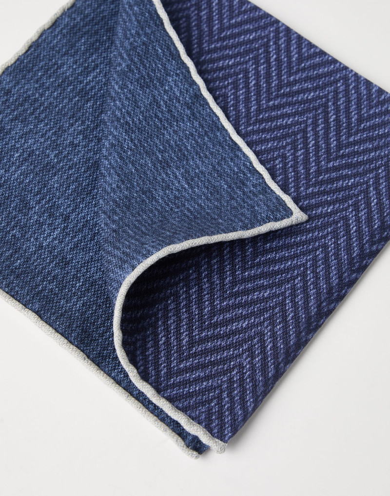 Brunello Cucinelli Silk chevron pocket square outlook