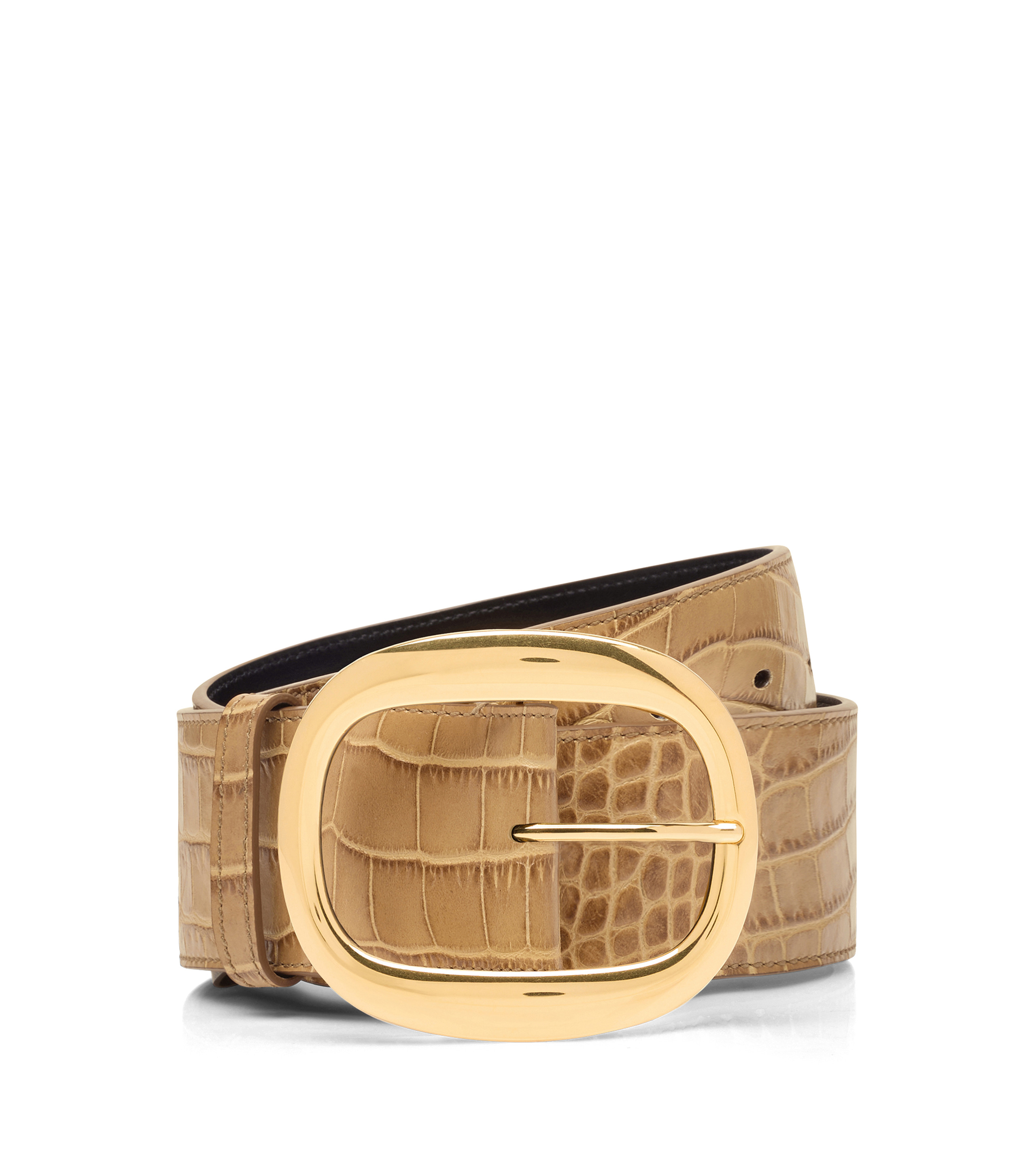 SHINY STAMPED CROCODILE LEATHER URSULA BELT - 1