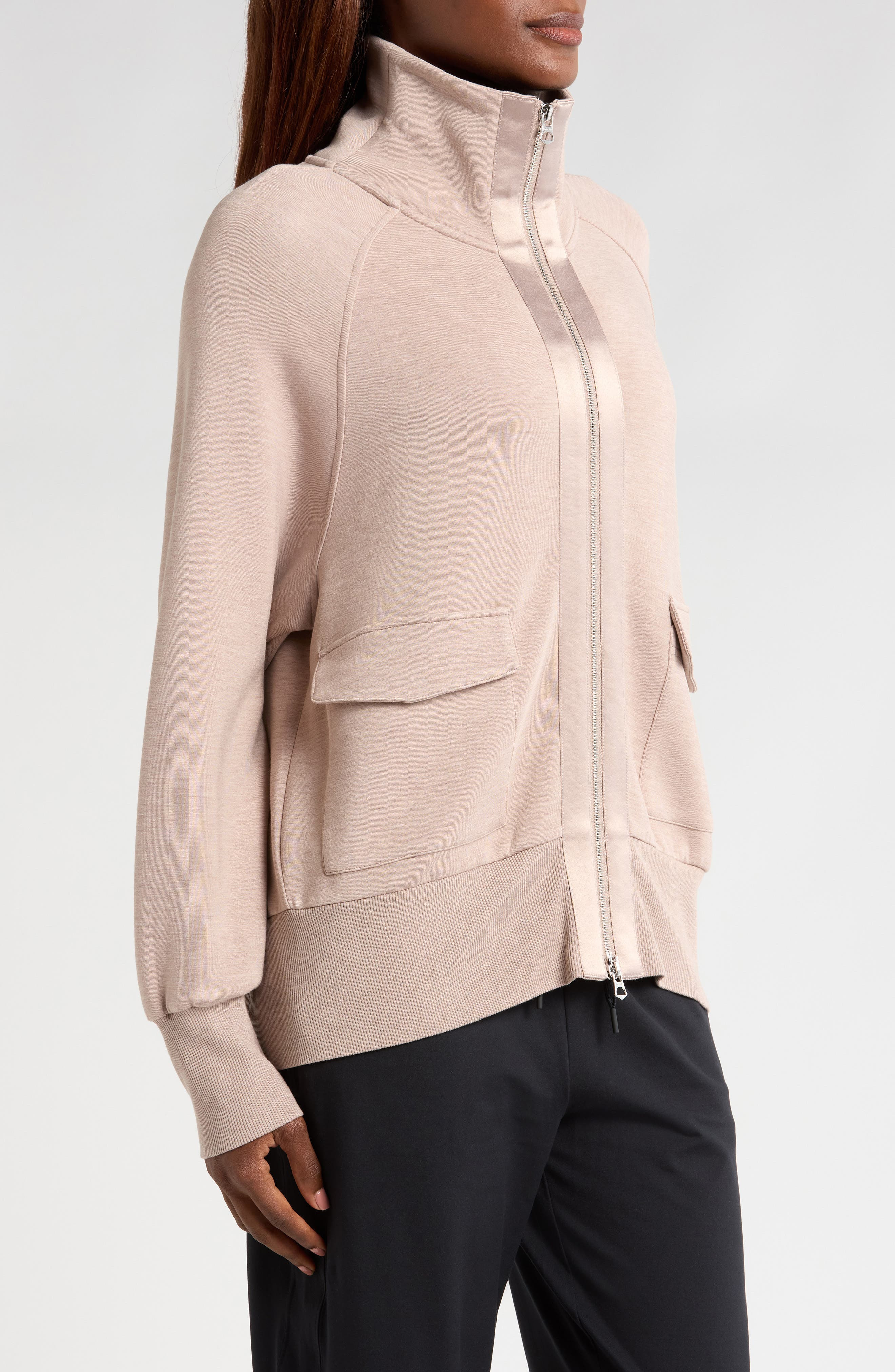 Varley Roxbury Zip-Up Sweatshirt in Taupe Marl at Nordstrom - 4