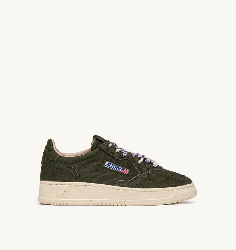 MEDALIST LOW SNEAKERS IN MILITARY GREEN PONY HAIR EFFECT 1