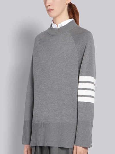 Thom Browne Light Grey Cotton Exaggerated Sleeve Crewneck 4-Bar Pullover outlook