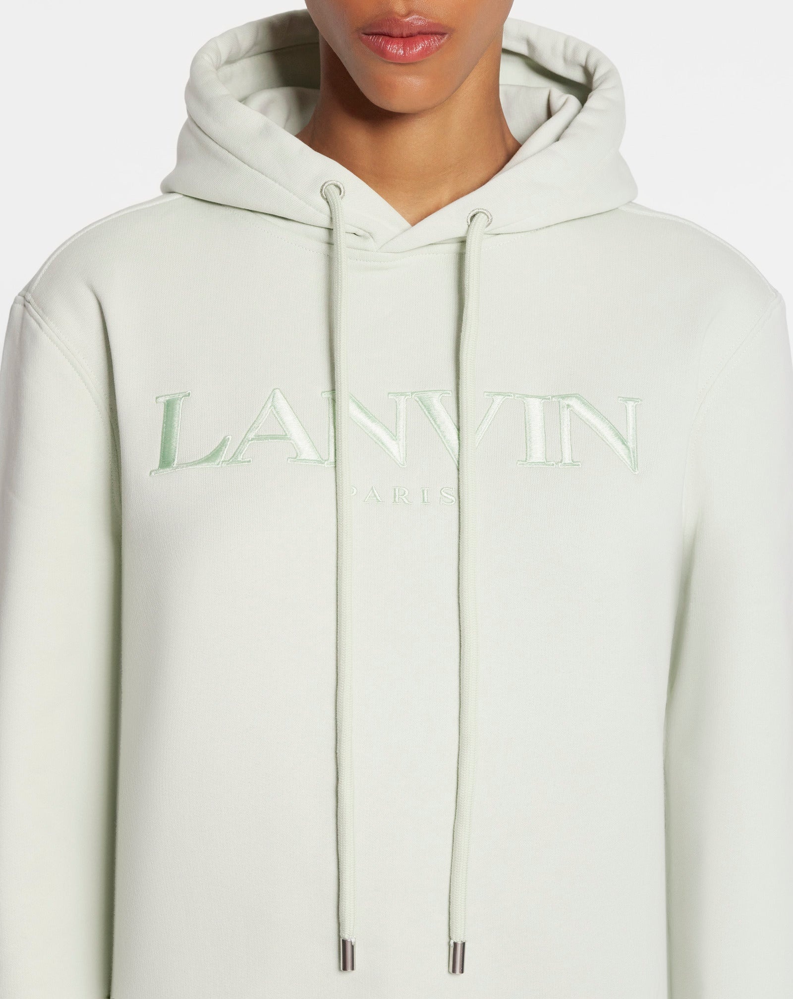 CLASSIC FIT LANVIN EMBROIDERED HOODY IN COTTON FLEECE - 4