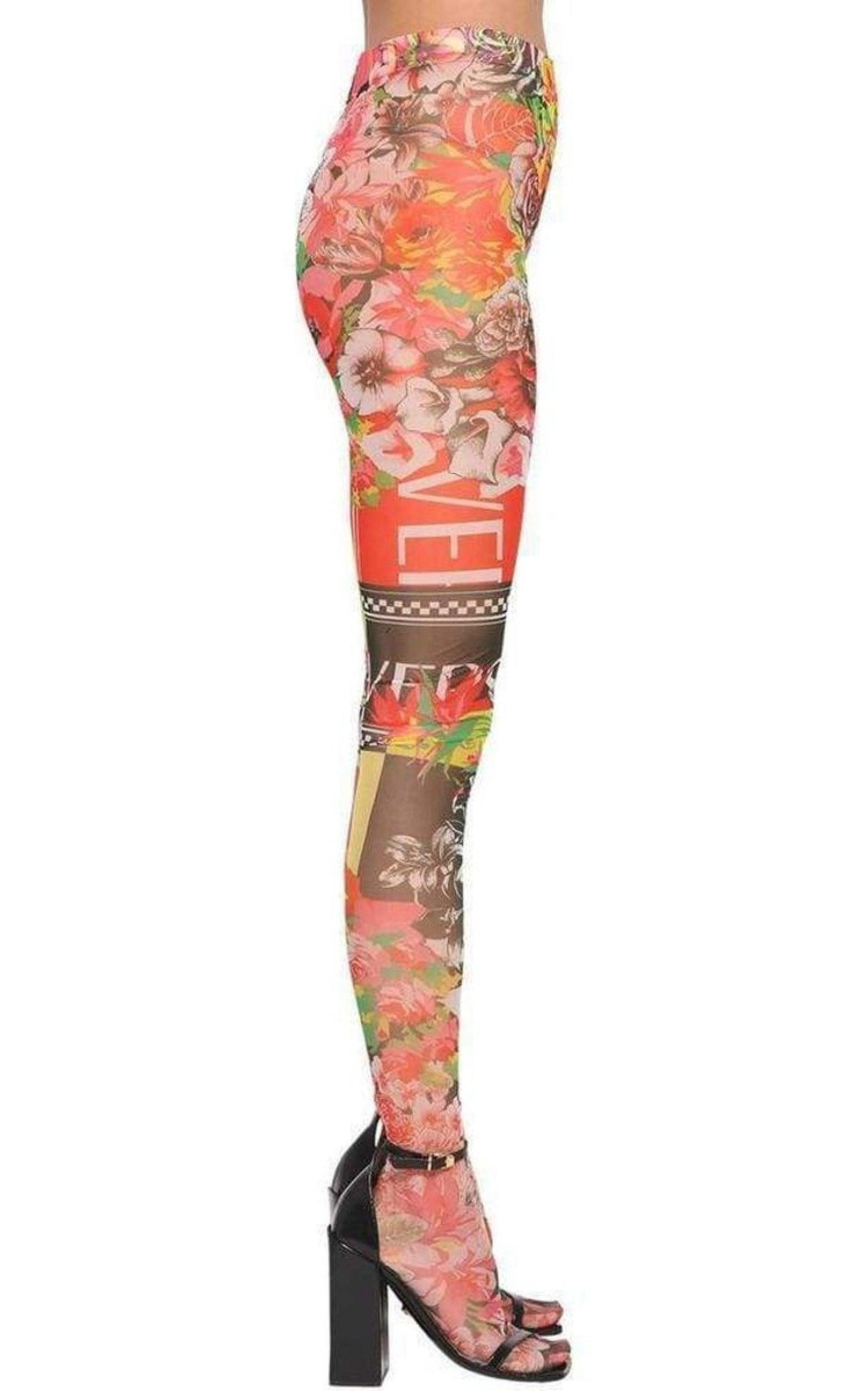 Sheer Printed Stretch Tulle Leggings - 2