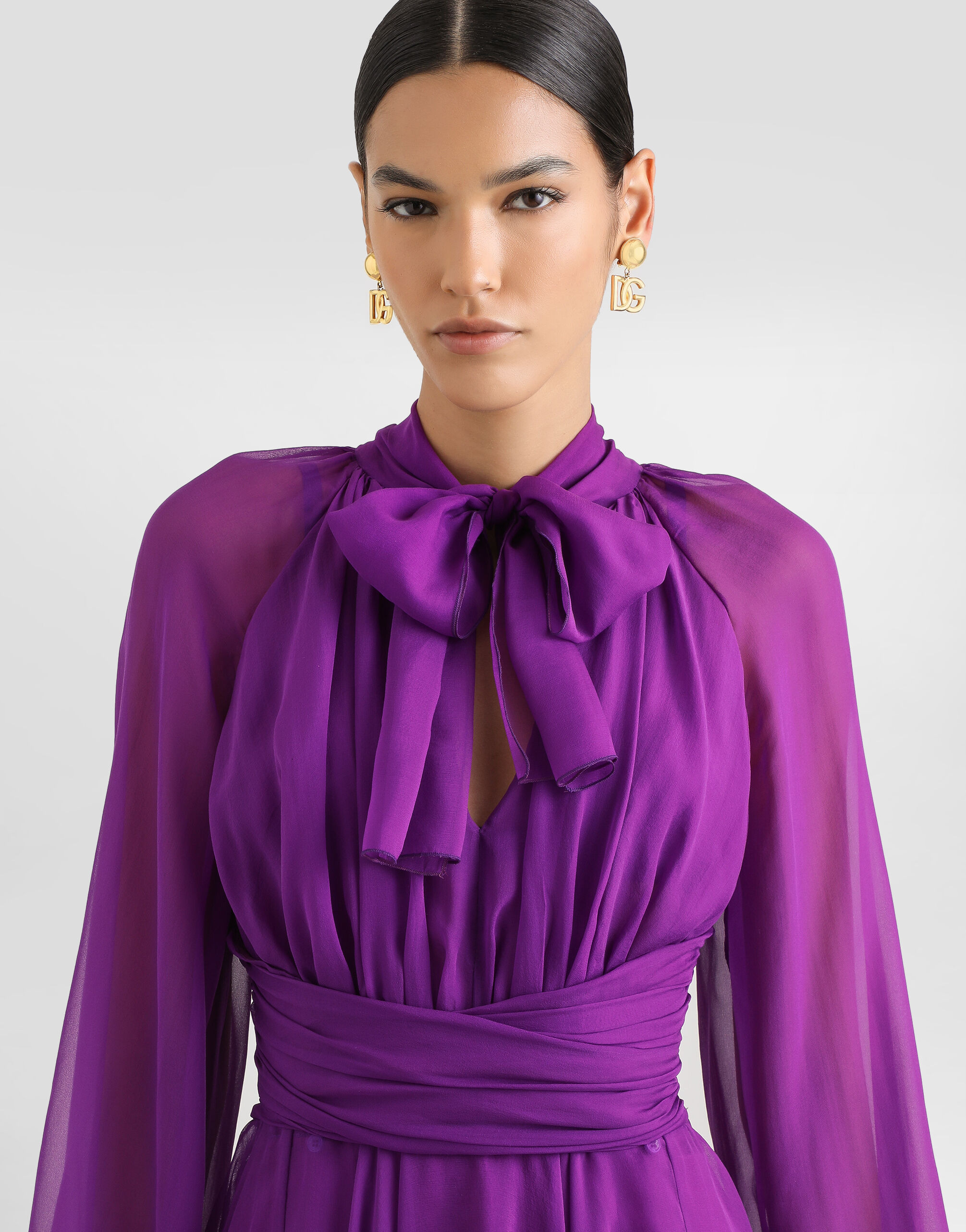 Chiffon dress with draping - 4